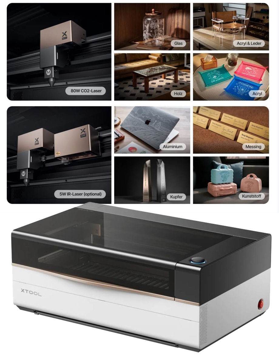 CO2-Laser, Laser Cutter, 80W, All-in-one machine, A3 size