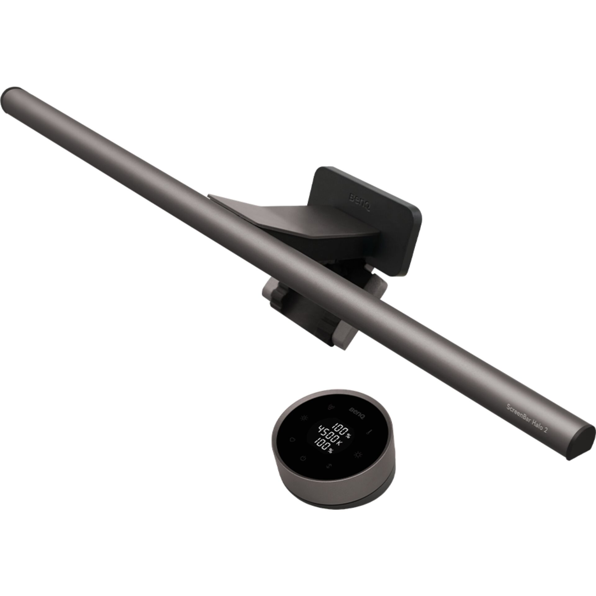 monitorarm, clipon, heightadjustable, neutralgray, rounddial