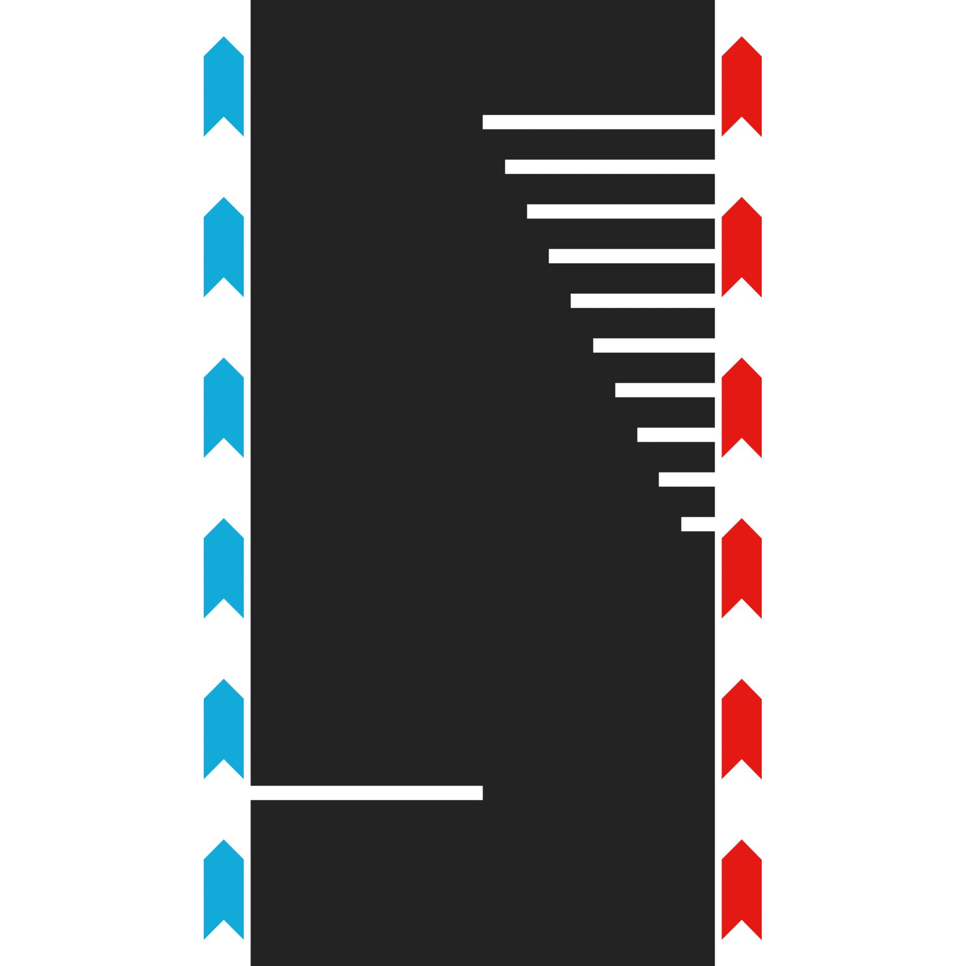 Notizblock, schwarz, Lineal, Markierungsstreifen, Einband