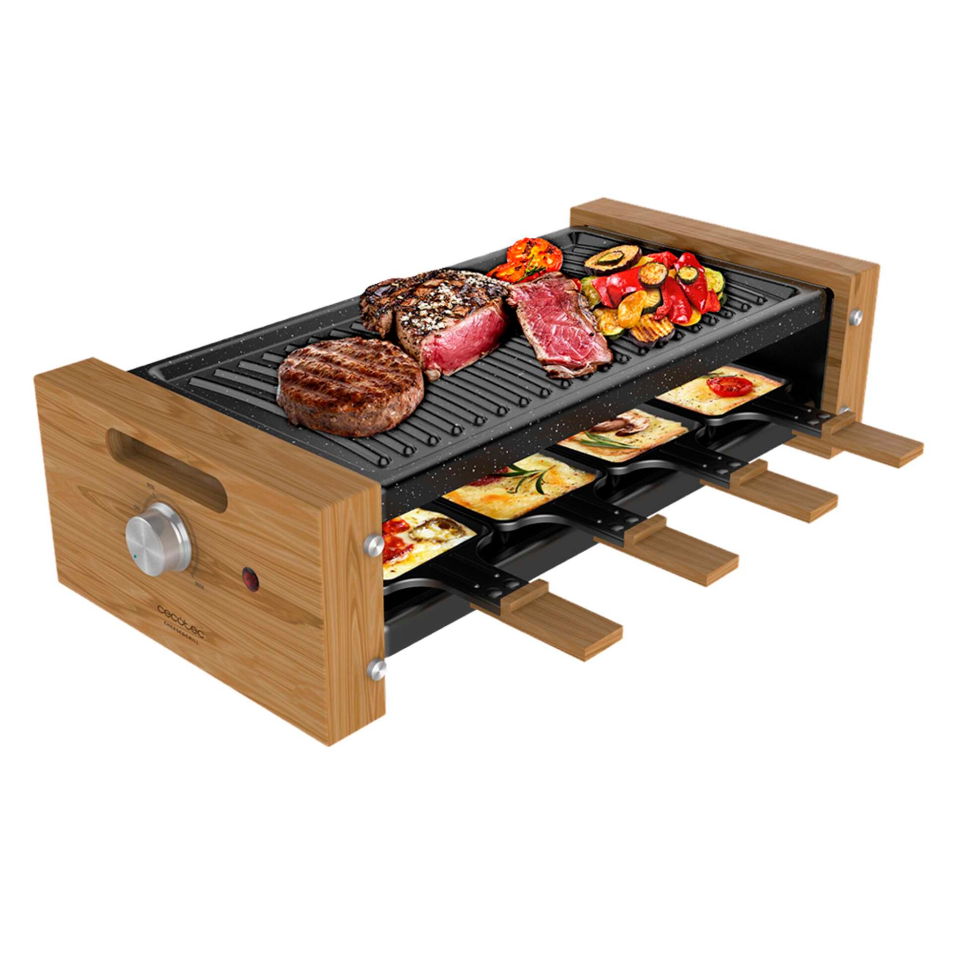 Grillplatte, Grill, Holzgehäuse, Grillpfannenstiel, Pizzaofen-ähnlich