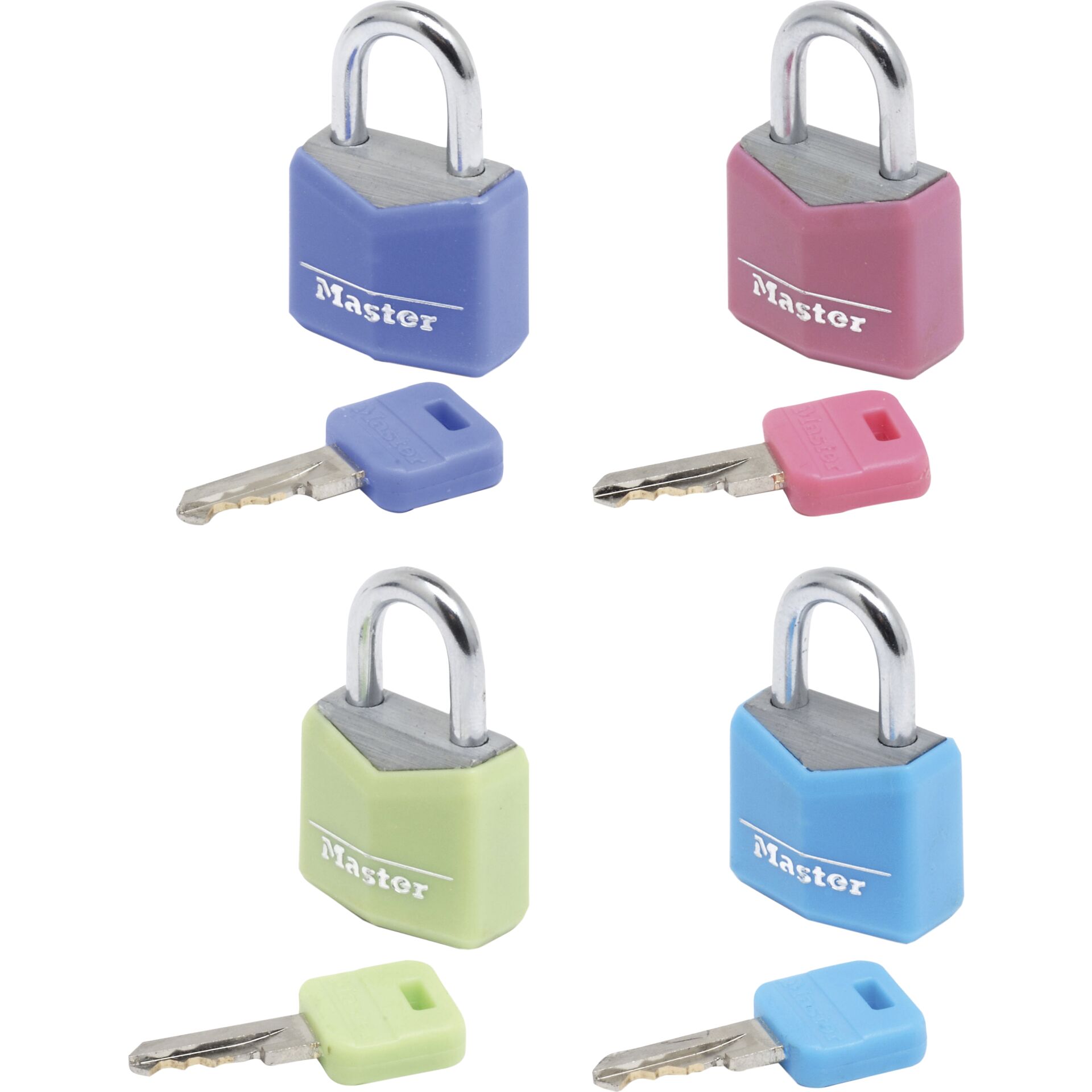 Master Lock 4 Vorhängeschlösser  3-Stift-Zyl. 20mm 9120EURQCOLNOP
