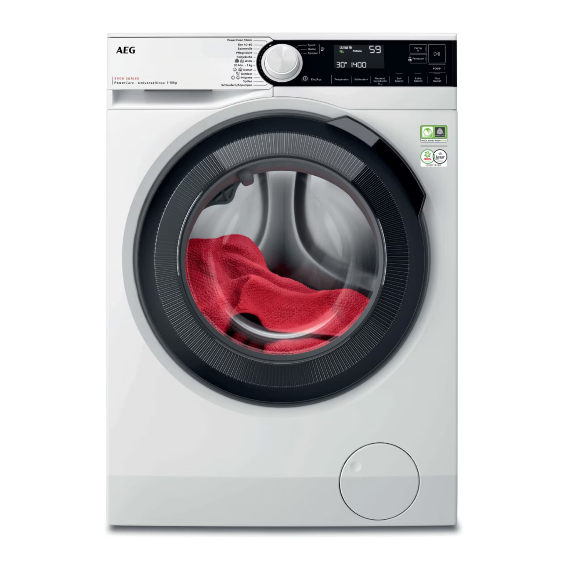 Waschmaschine, Frontlader, Waschgang, Rot, Trommel