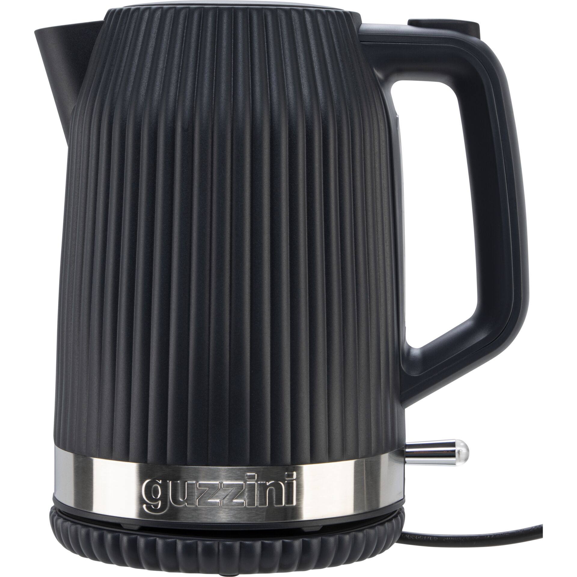 elektrischer kettle, schwarz gerippt, edelstahl, kessel, kabelgebunden