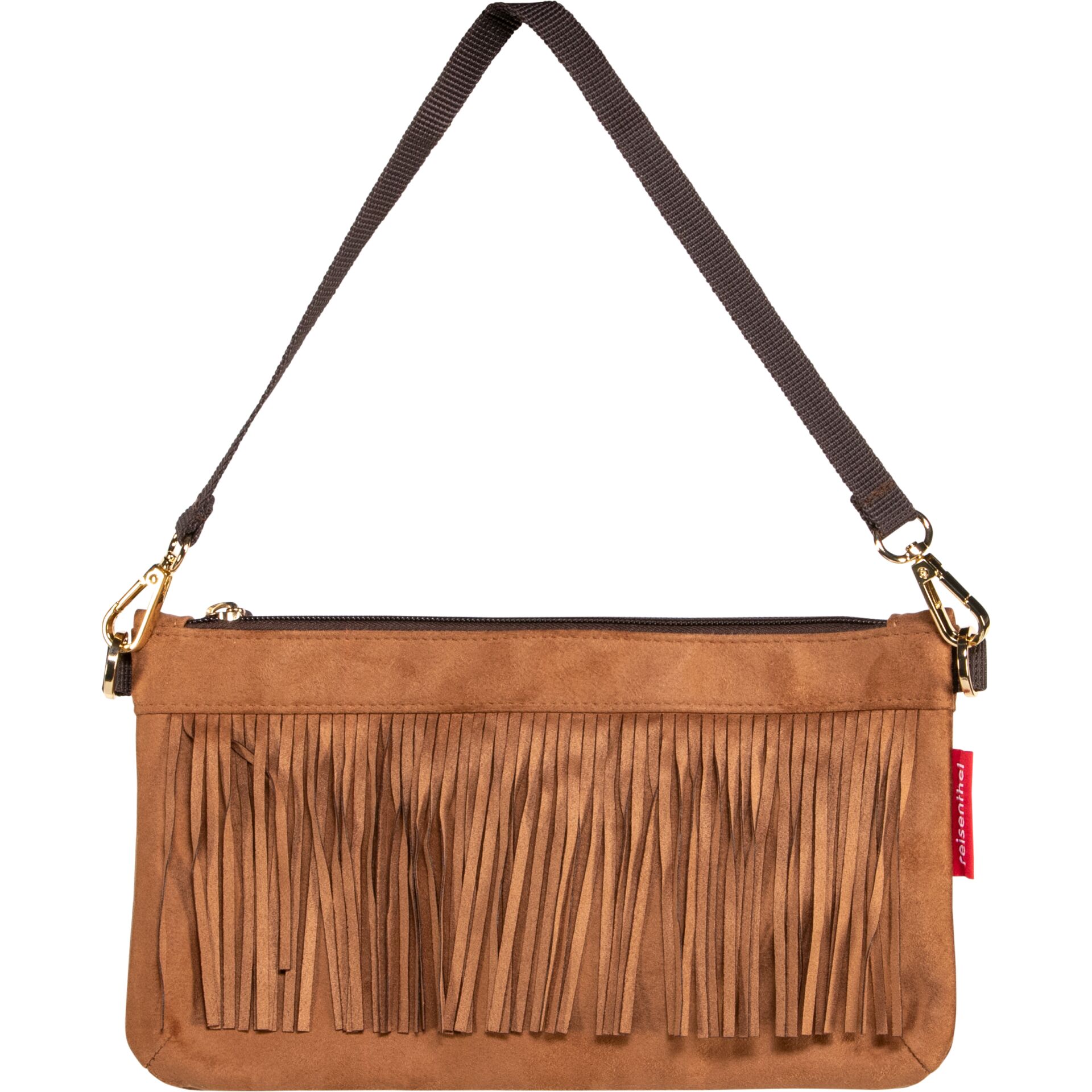 Fringes, Henkeltasche, Kunstleder, braun, Gurtband
