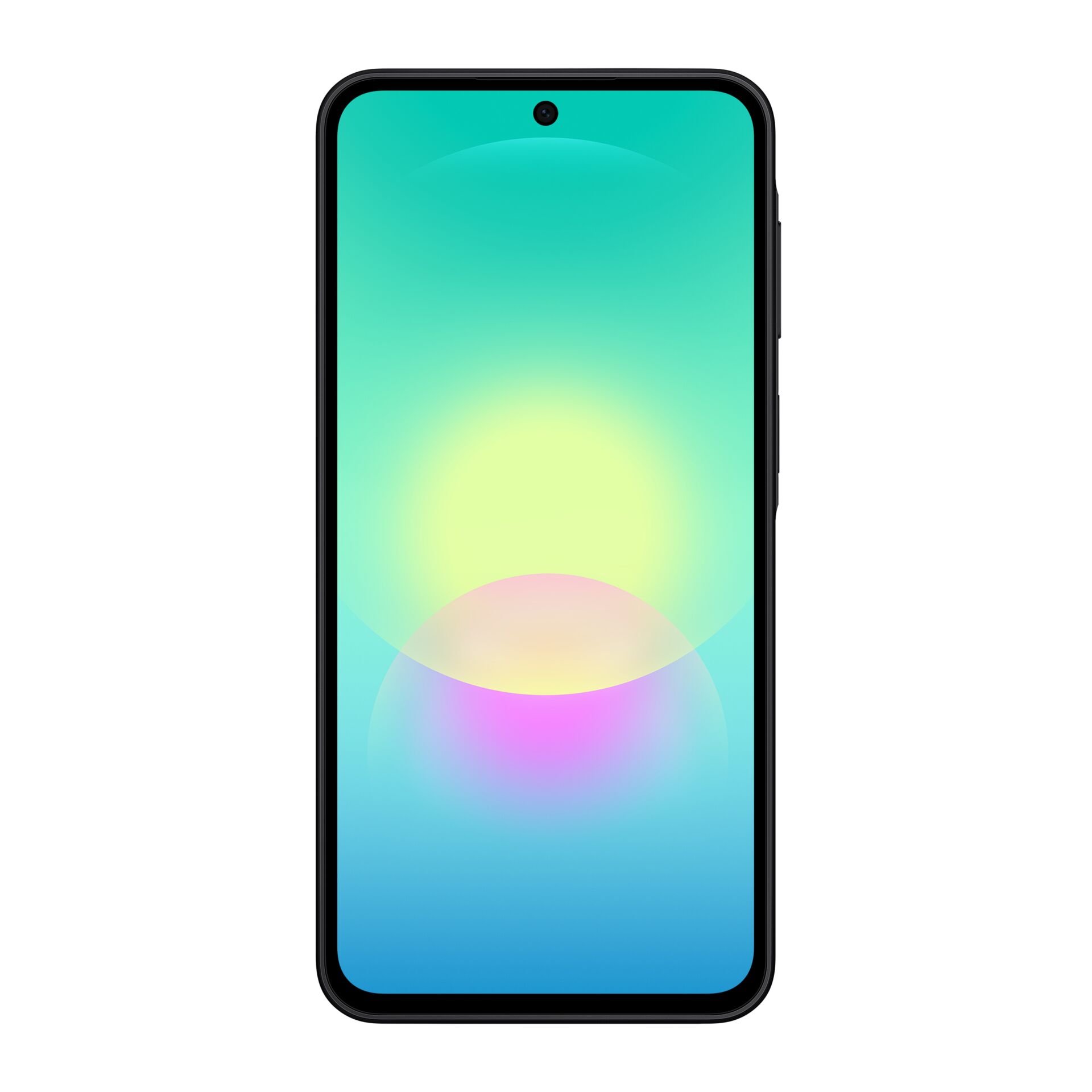 smartphone, schwarzer rahmen, randlose display, frontkamera loch, bunte farben wallpaper