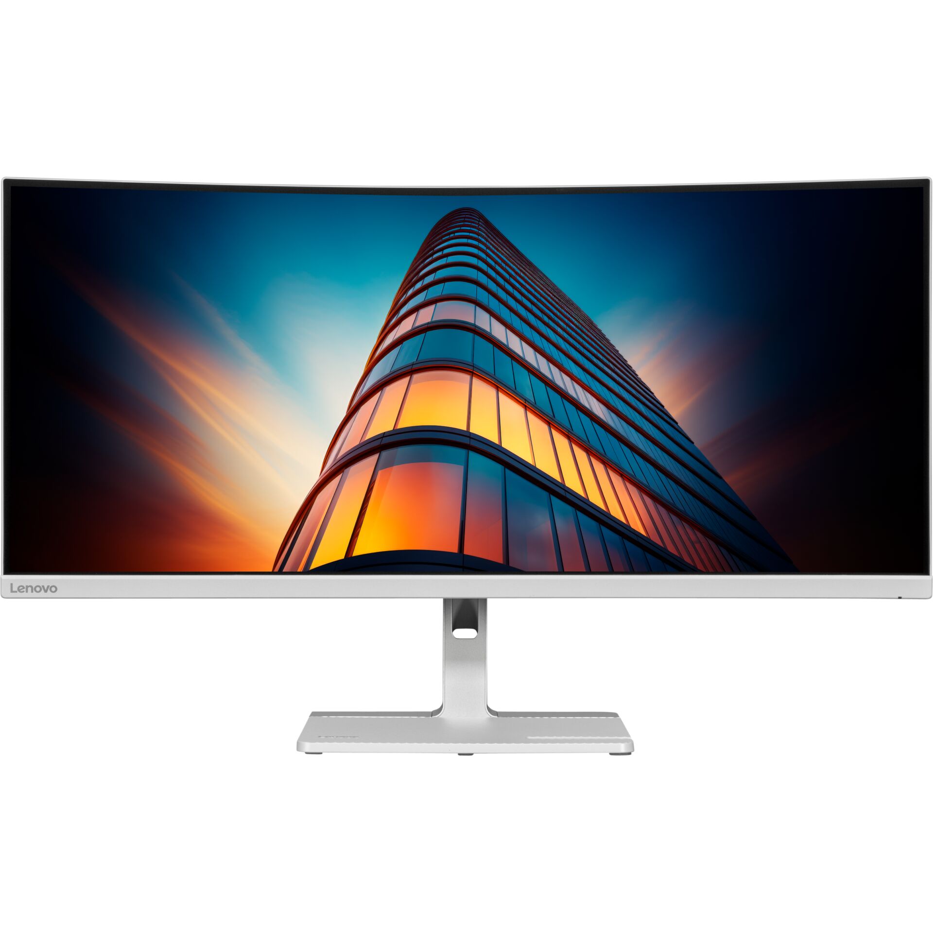 monitor, computer monitor, Lenovo monitor, ultrawide, desktop, Curved-Monitor, Ultrabreitbildschirm, Silberner Standfuß, Lenovo-Monitor