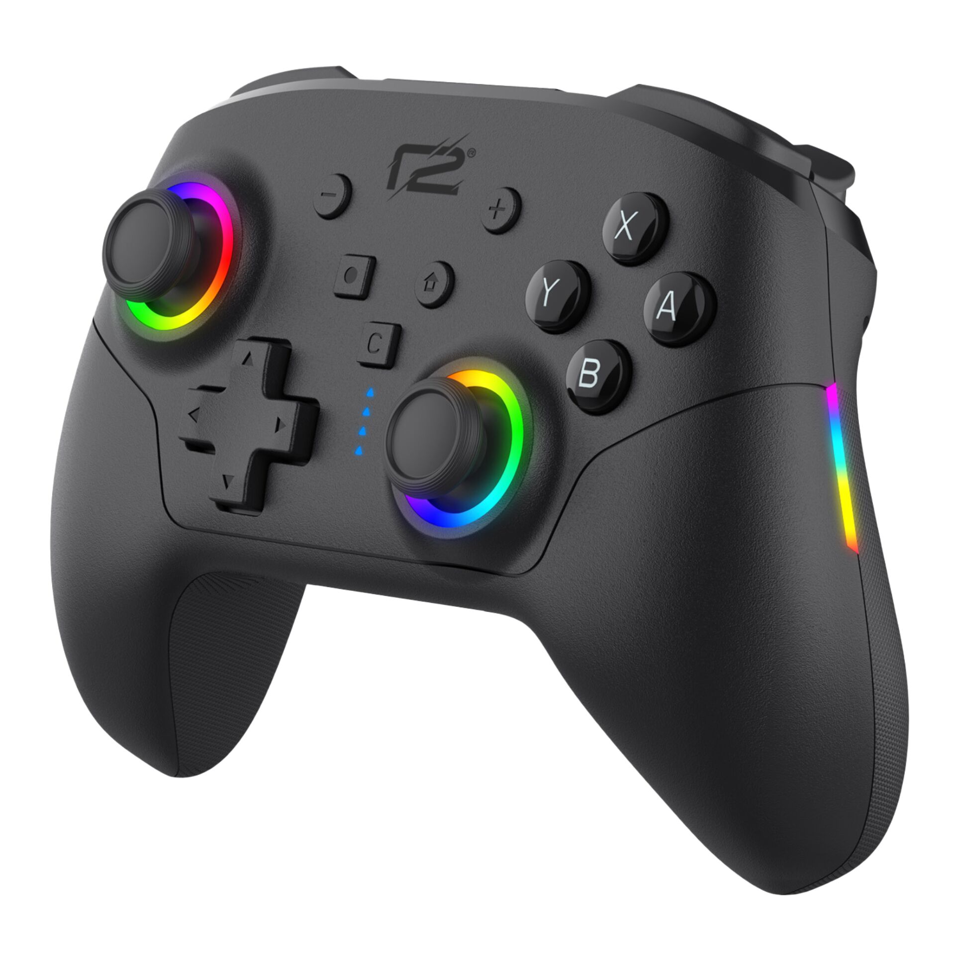 gaming controller, RGB-Beleuchtung, kabelloser Controller, ergonomischer Griff, Daumensticke