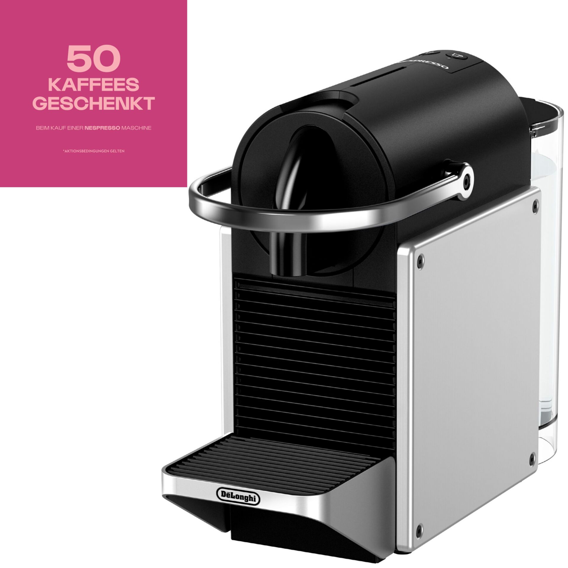 Kaffeemaschine, Kapselmaschine, Nespresso, Einzelportion, Sonderangebot, Kaffeemaschine, Espressomaschine, Kapselmaschine, DeLonghi, Silber/Schwarz, Kaffeemaschine, Kaffeevollautomat, Espressoautomat, Kapselmaschine, Silber/Schwarz