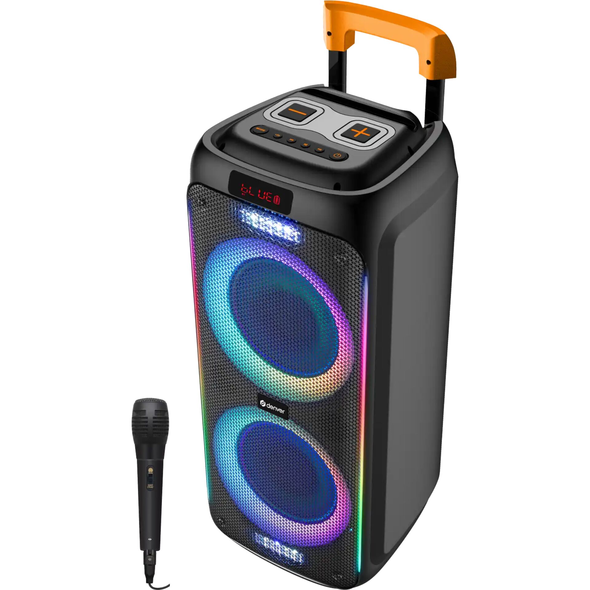 Tragbarer Lautsprecher, Bluetooth-Lautsprecher, RGB-Beleuchtung, LED-Licht, Mikrofon-Kabine?