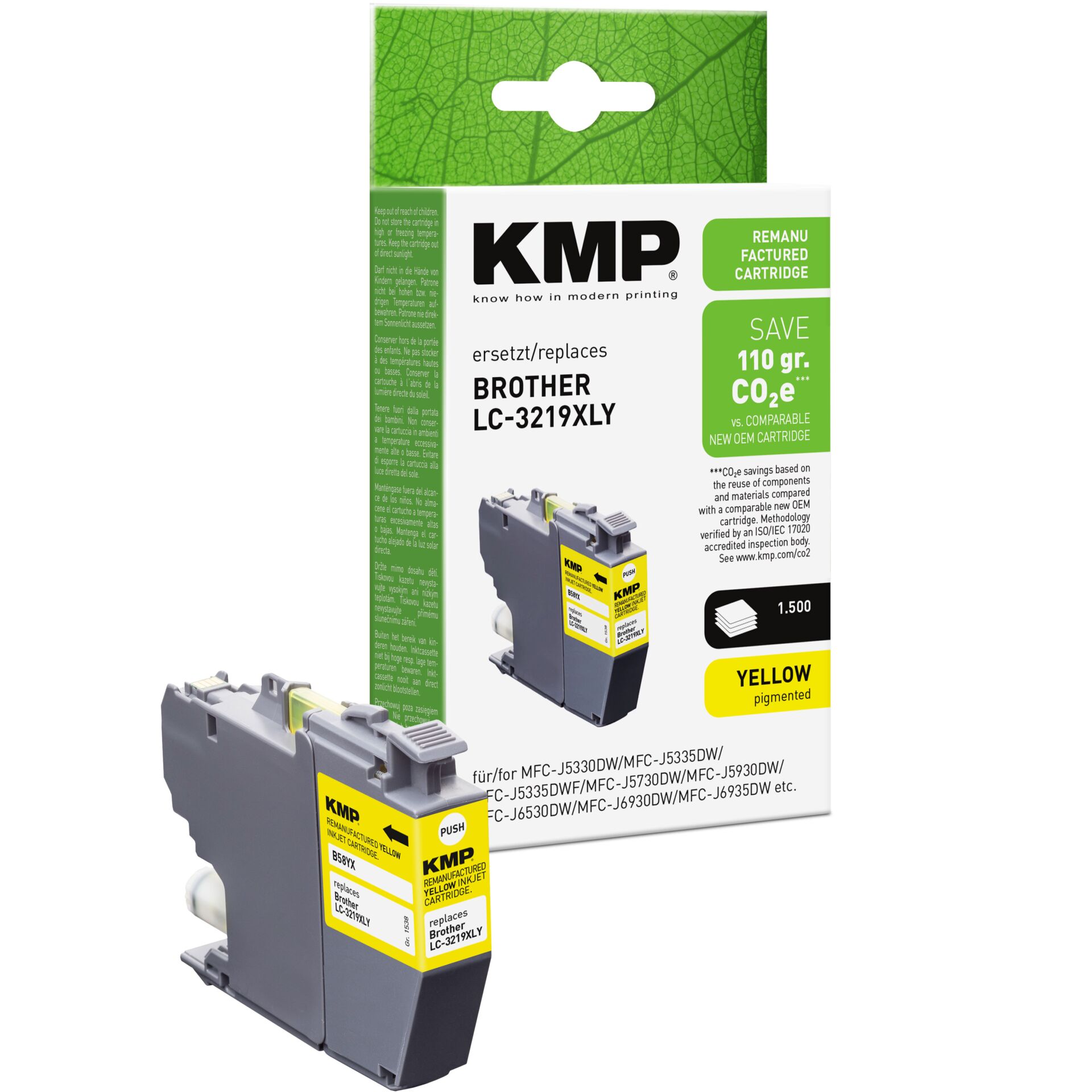 Adapter, Elektronik, Computer-Ausrüstung, Computerausrüstung, QR-Code, Tintenpatrone, KMP, LC-3219XLY, Yellow, Kompaktpatrone