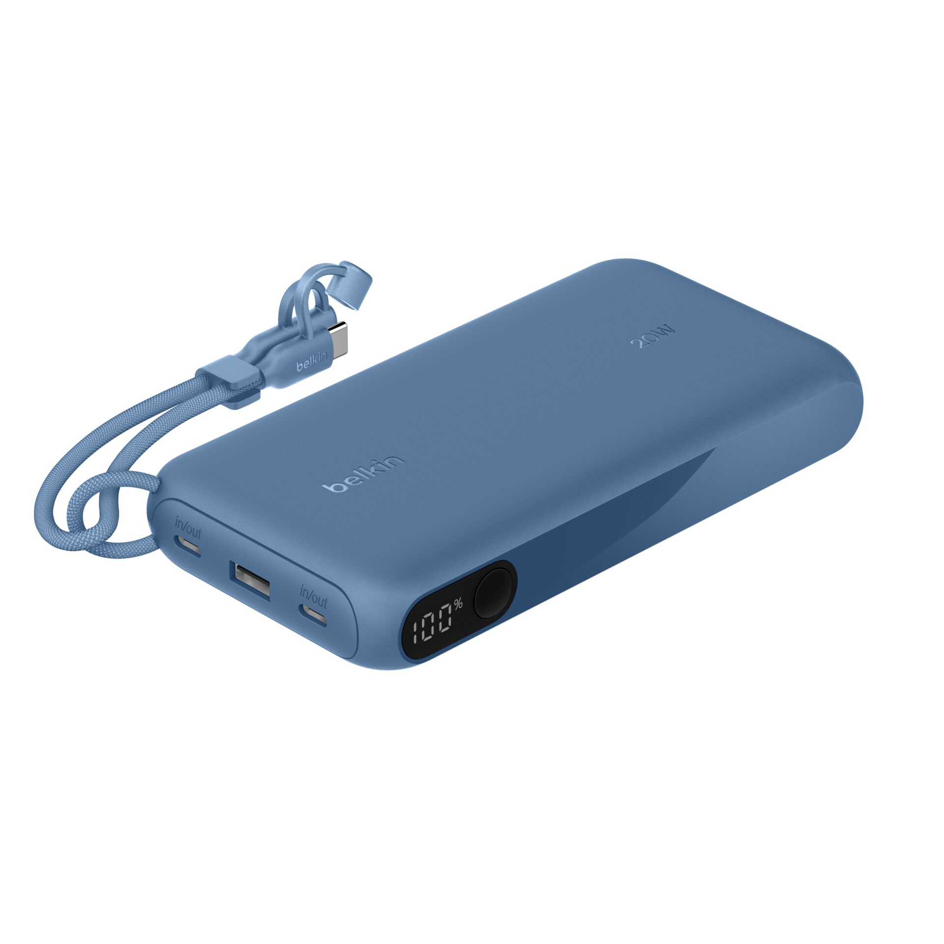 Powerbank, Blau, Laden, USB-C, digitales Display