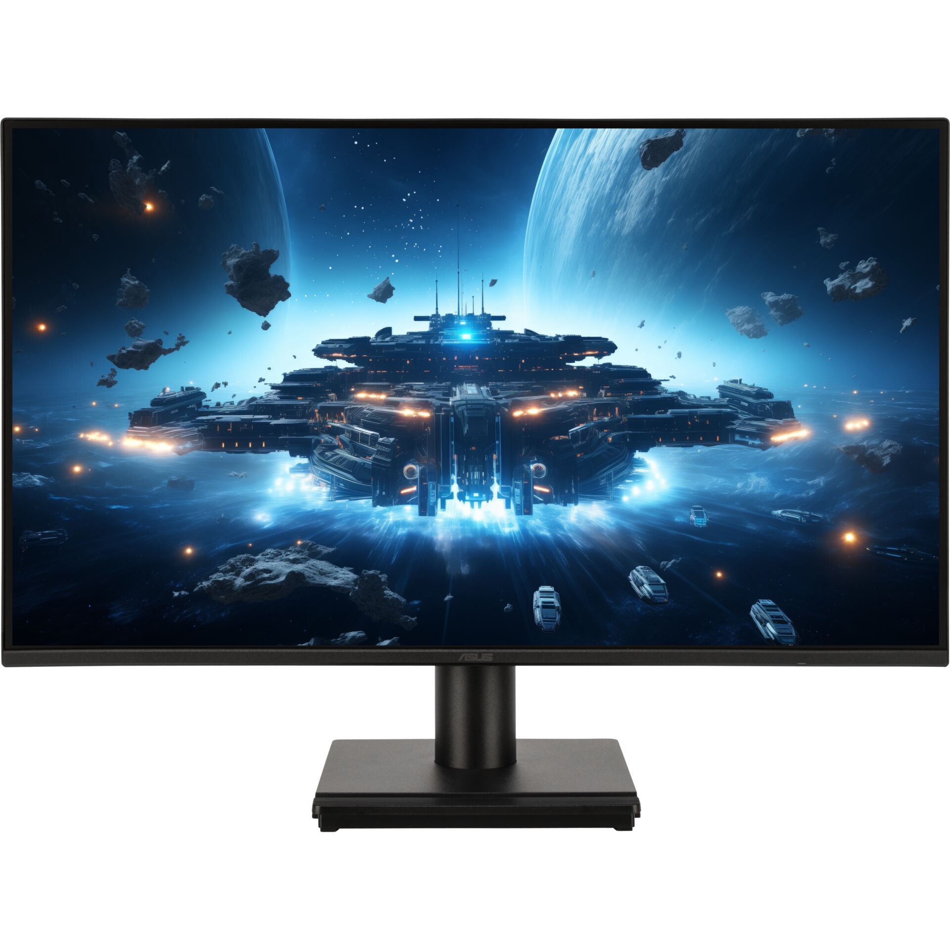 monitor, 24 inch, gaming, ultrawide, display with spaceship scene