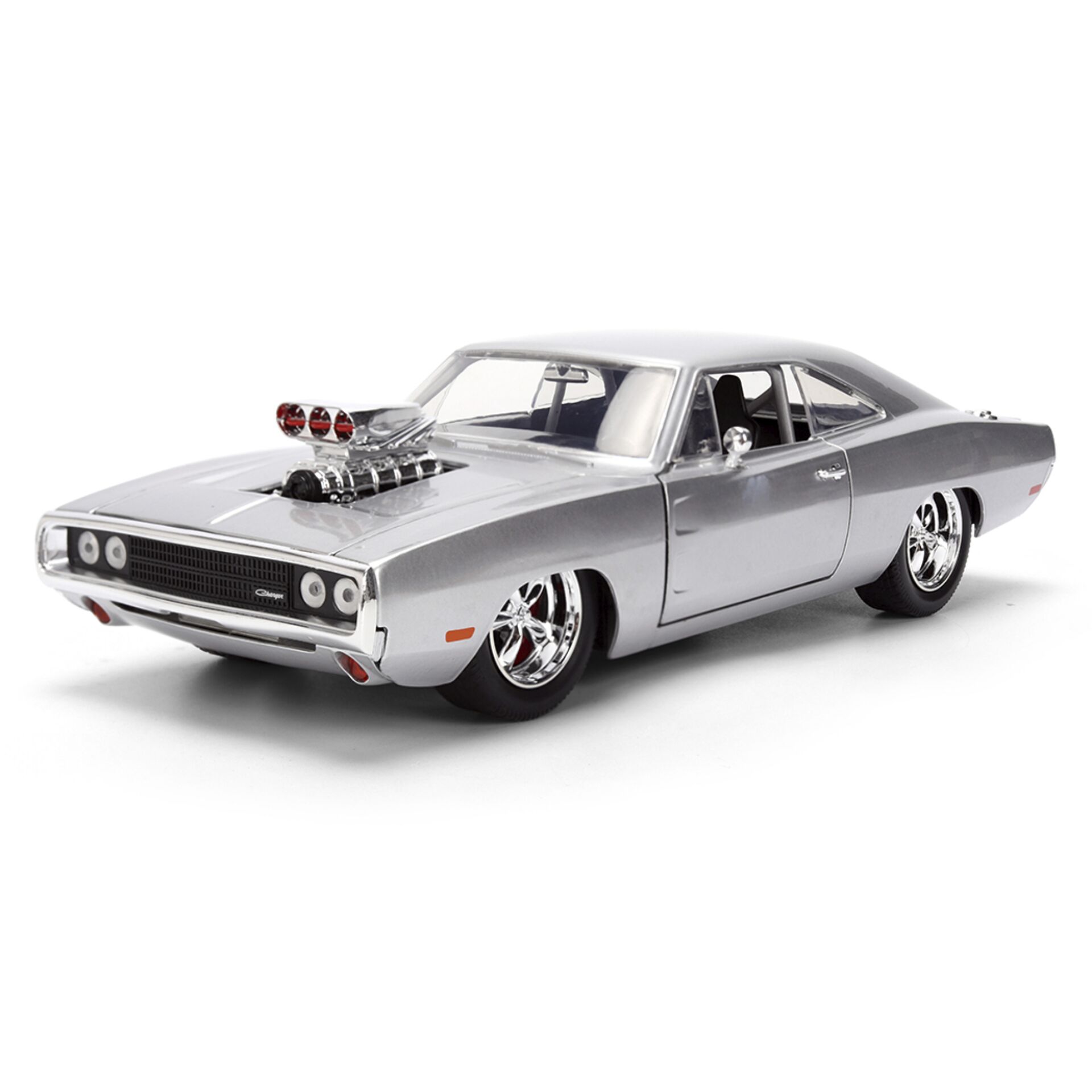 Modellauto, Muscle car, Silber, Turbo-Ansatz, Chrome-Räder