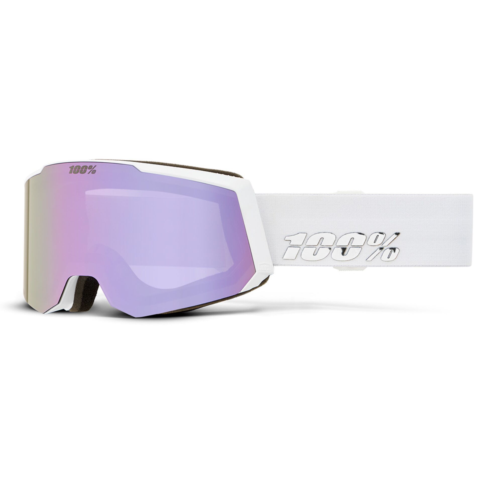 Skibrille, Goggles, Lunettes, weiße Band, violette Linse
