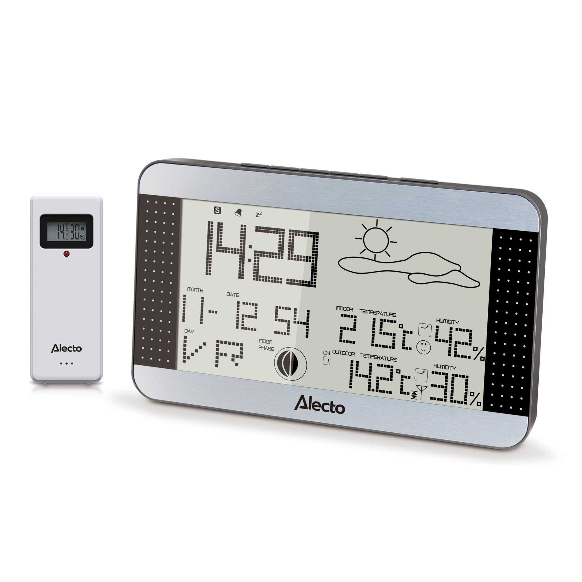 Wetterstation, Digitaluhr, Wind-/Wetteranzeige, Gehäuse, Tischmodell