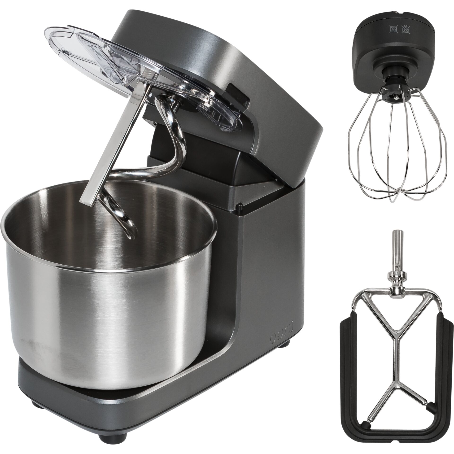 Küchenmaschine, Standmixer, Stahl-Becher, Mixer-Aufsatz, Schüssel aus Edelstahl