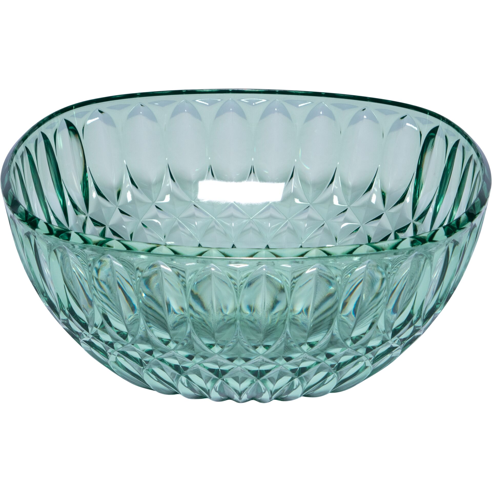 Schüssel, Glasschüssel, Gravurmuster, Kristalloptik, Grün-türkis