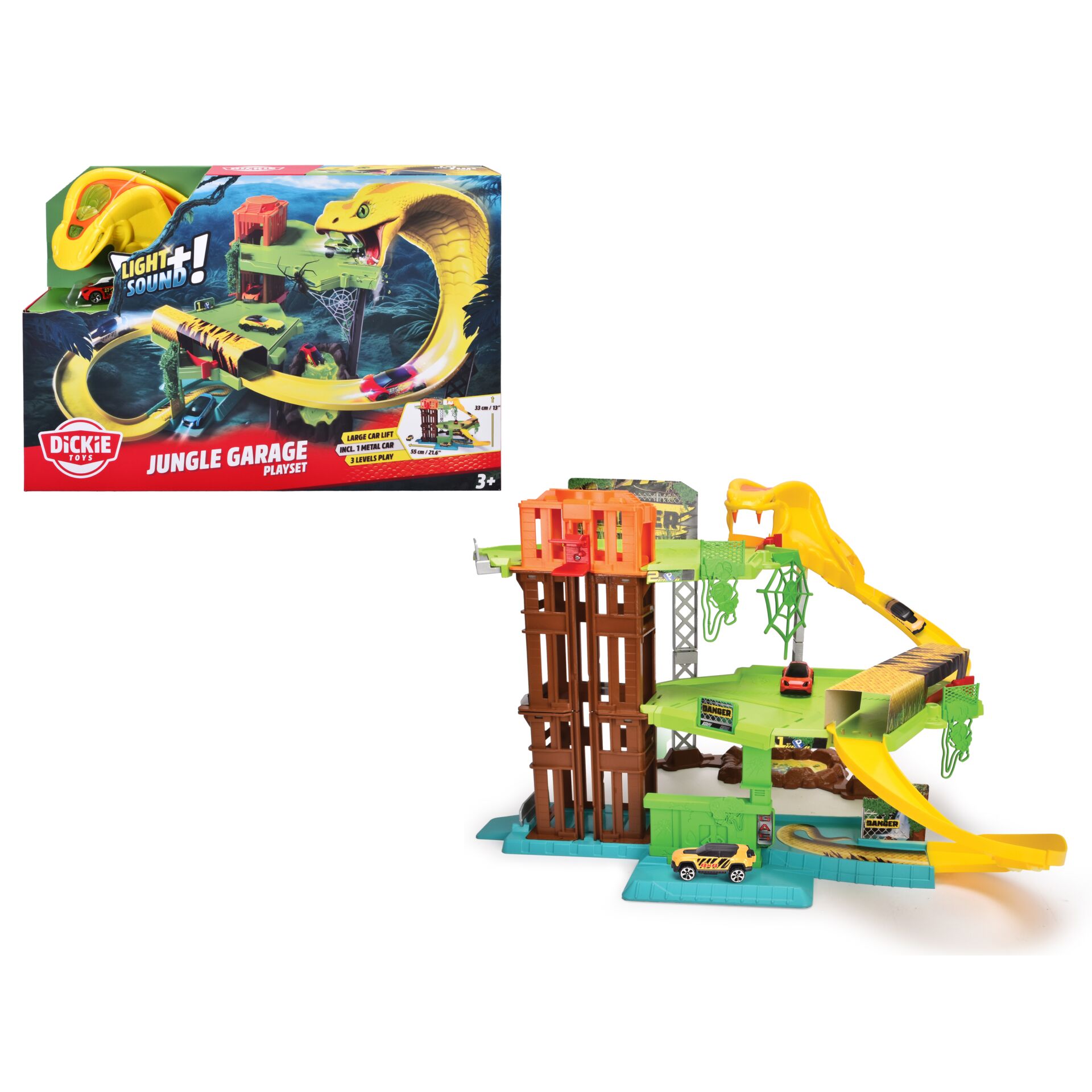 Jungle-Garage, Spielset, Dinosaurier-Thema, Schienen-Set, Kunststoffkonstruktion