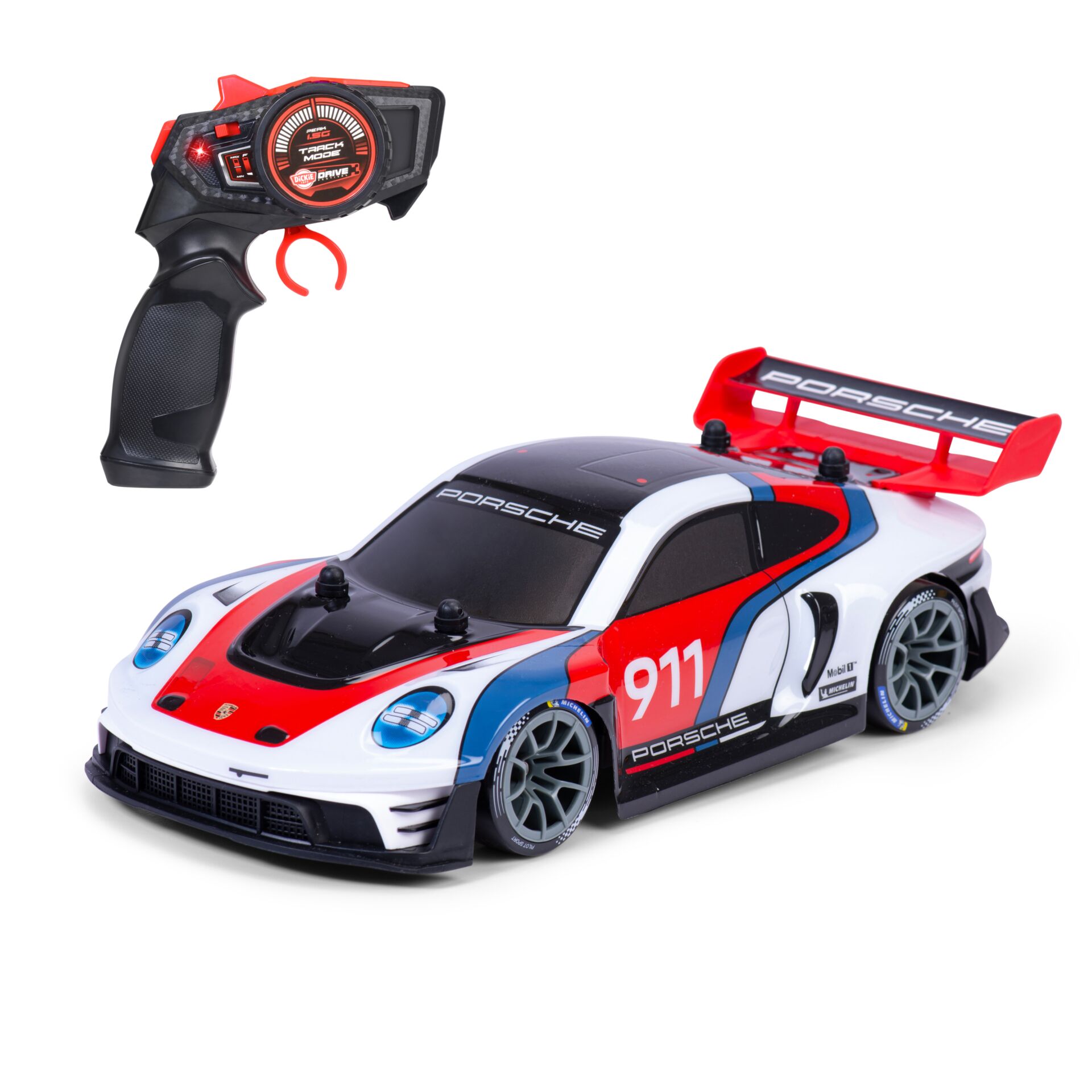 RC-Auto, Porsche, 911, Funksender, rotweißblau