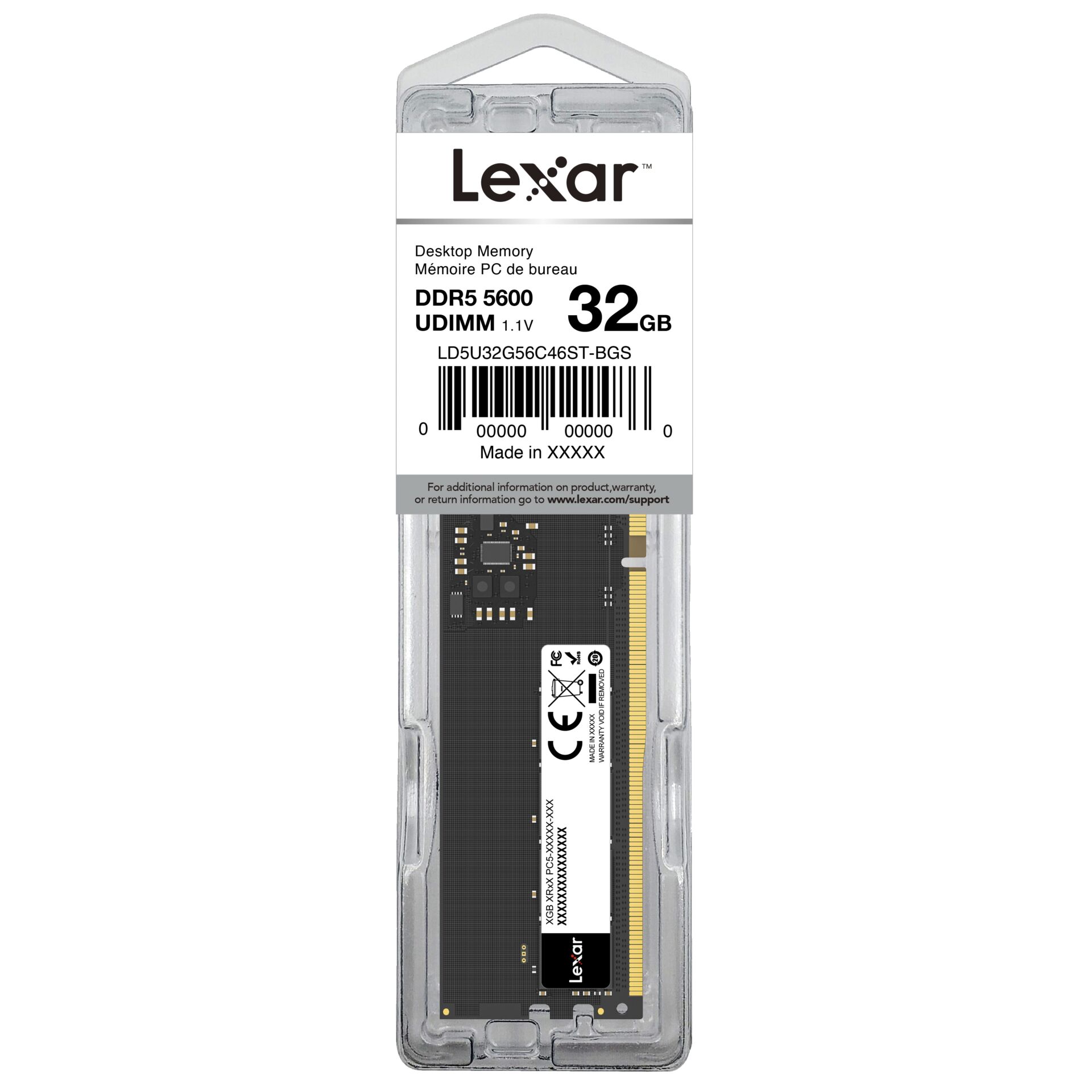 DesktopRAM, DDR5, 32GB, UDIMM, memory module