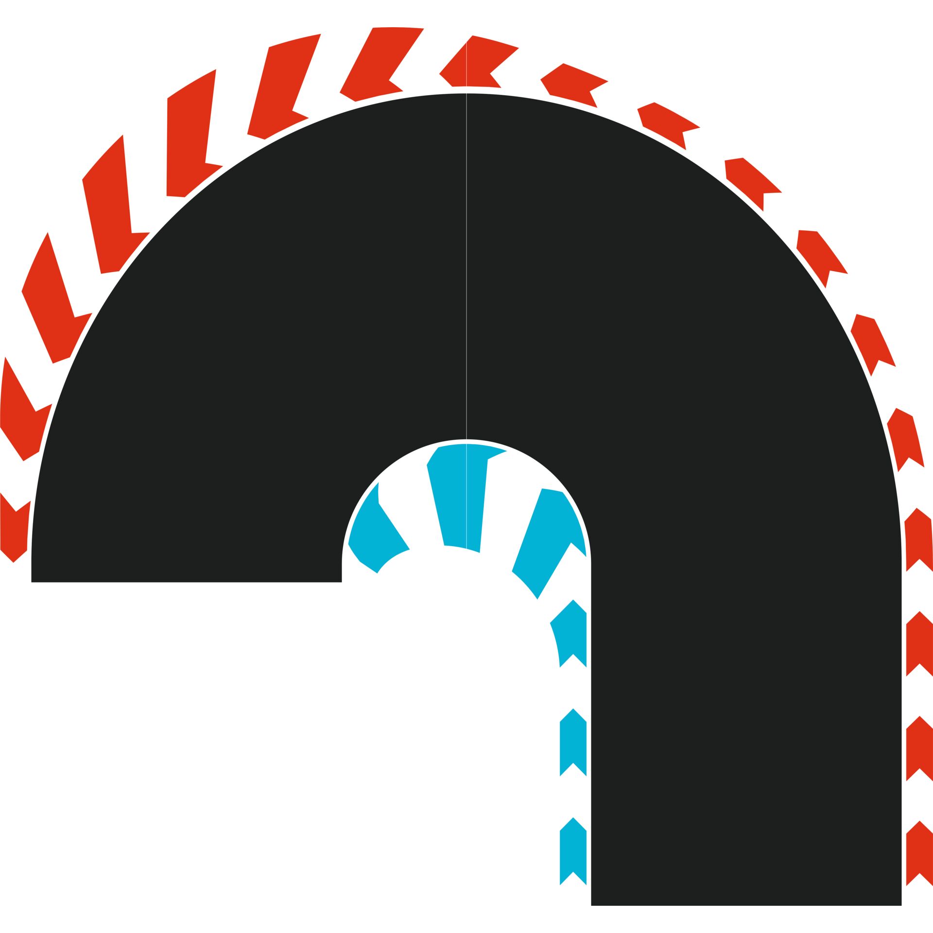 arc, arcade, dunkel, rote akzente, blaue akzente