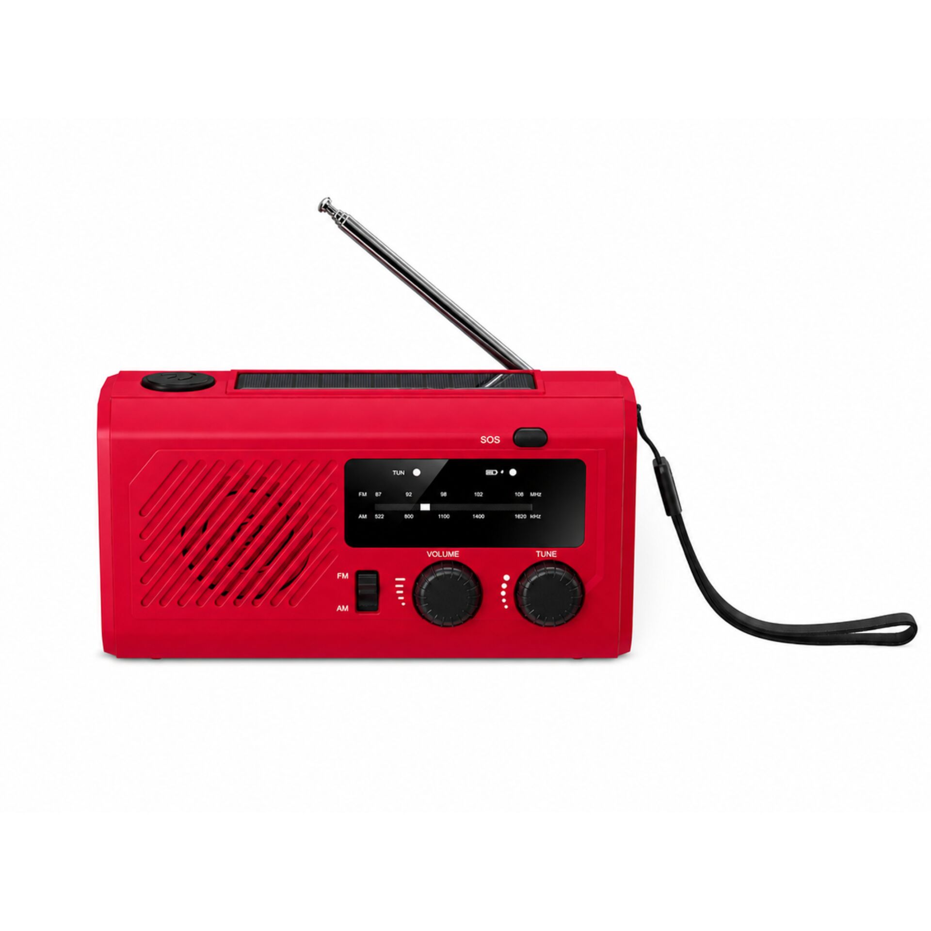 Roter Radio, Portables Radio, AM/FM Radio, Teleskopantenne, Kabel/Tragegurt