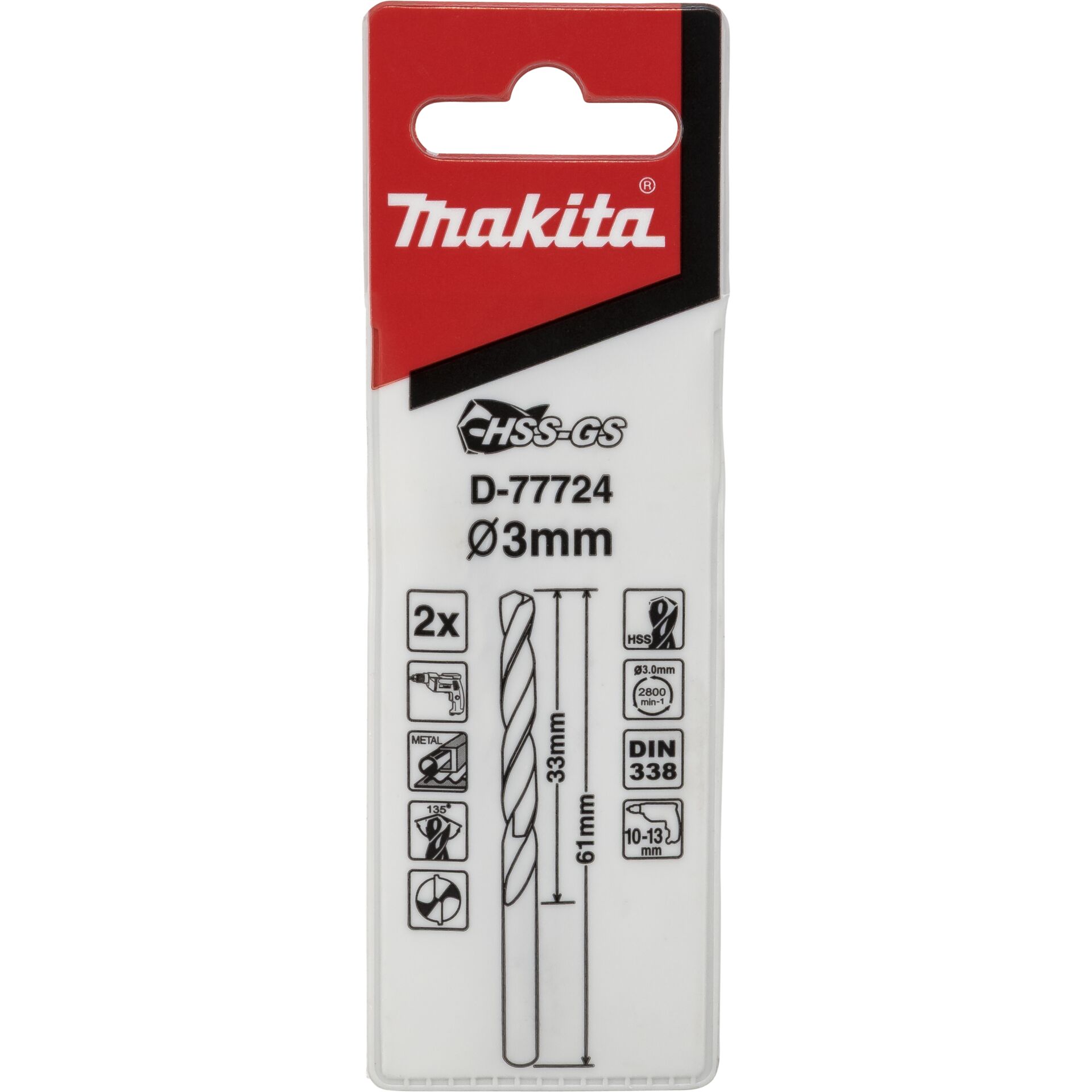 Makita Metallbohrer HSS-GS  3,0x61mm