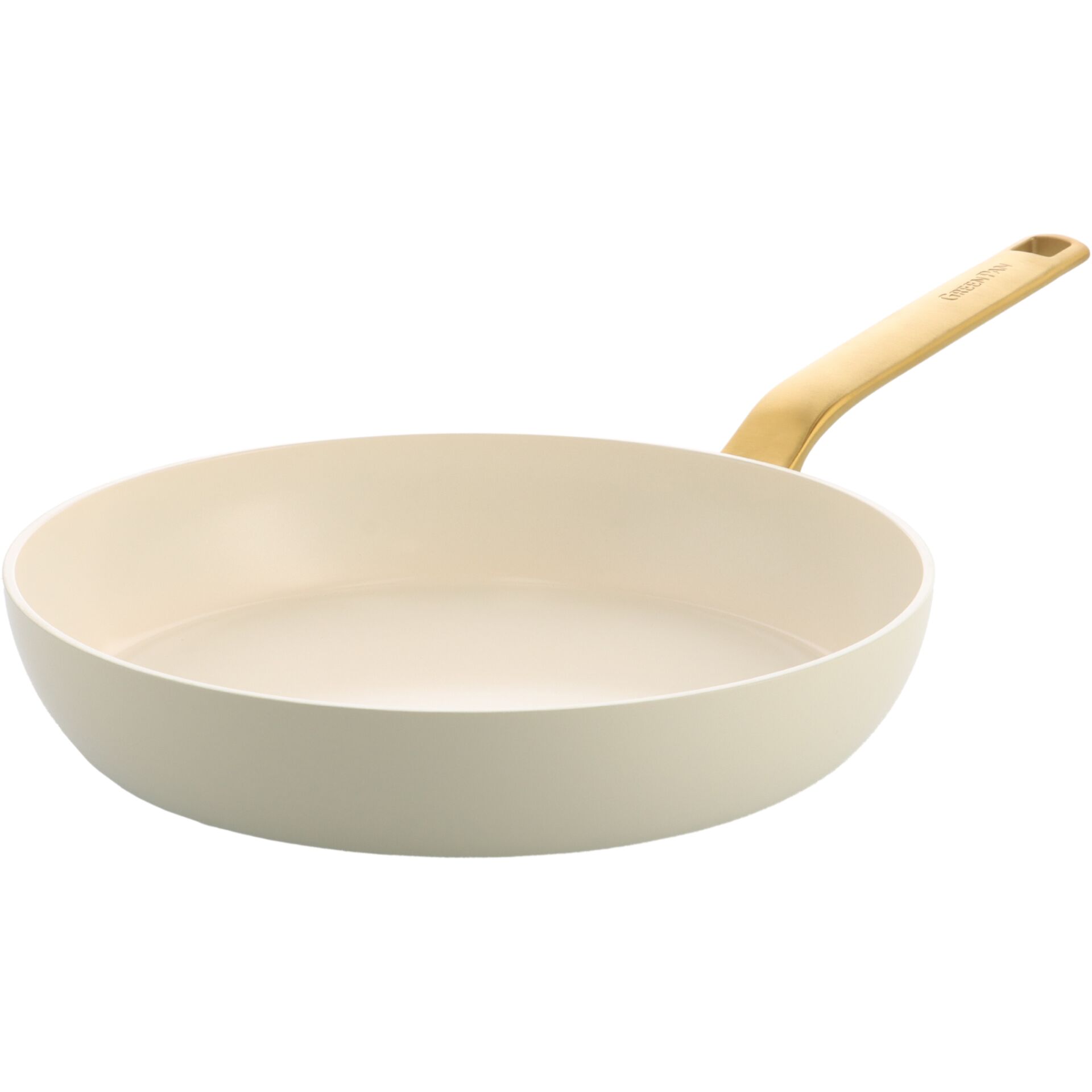 Pfanne, Bratpfanne, Antihaft, Holzgriff?, Beige