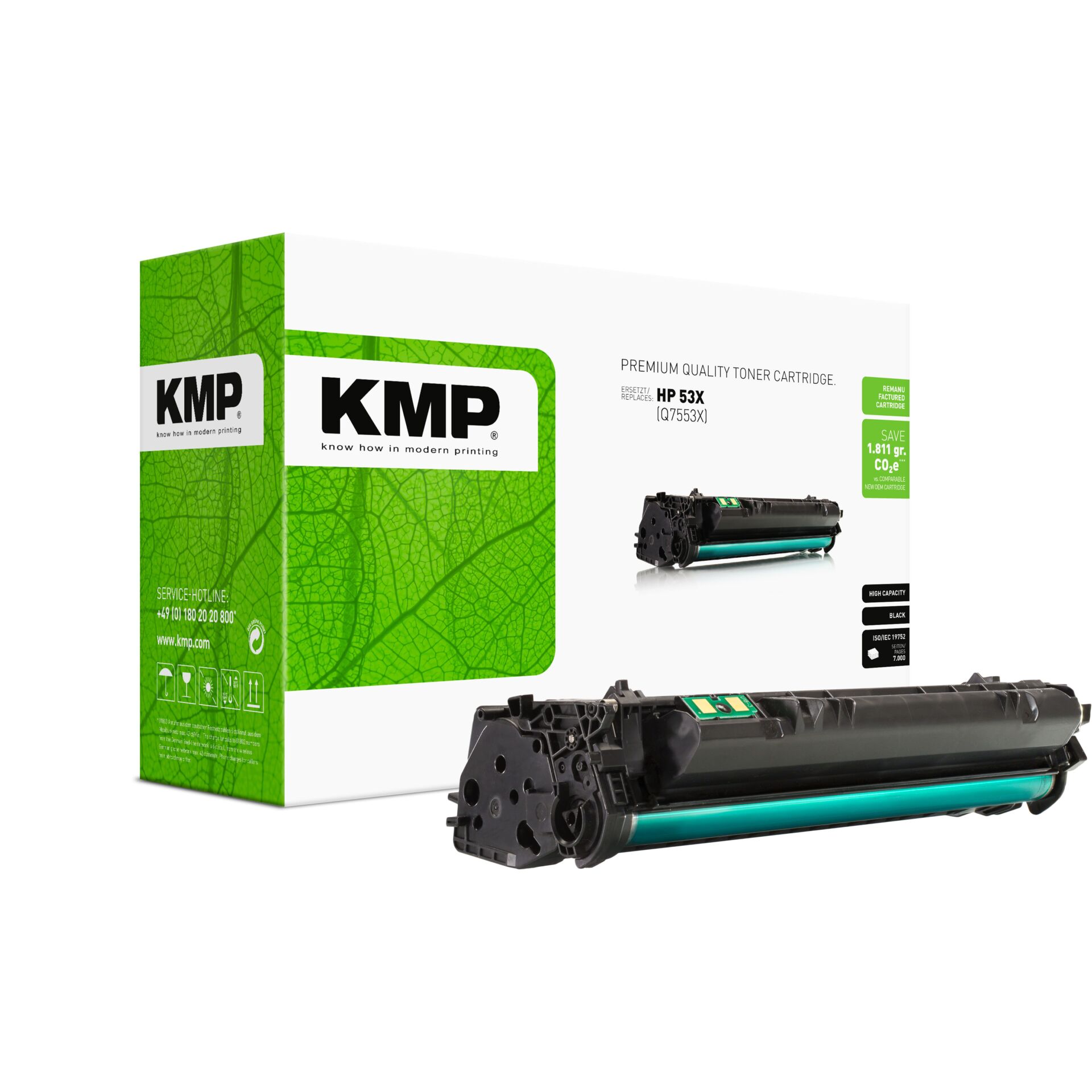 Computerausrüstung, Elektronik, Hardware, Werbung, Toner, Tonerpatrone, Druckerpatrone, Schwarzgrün, KMP