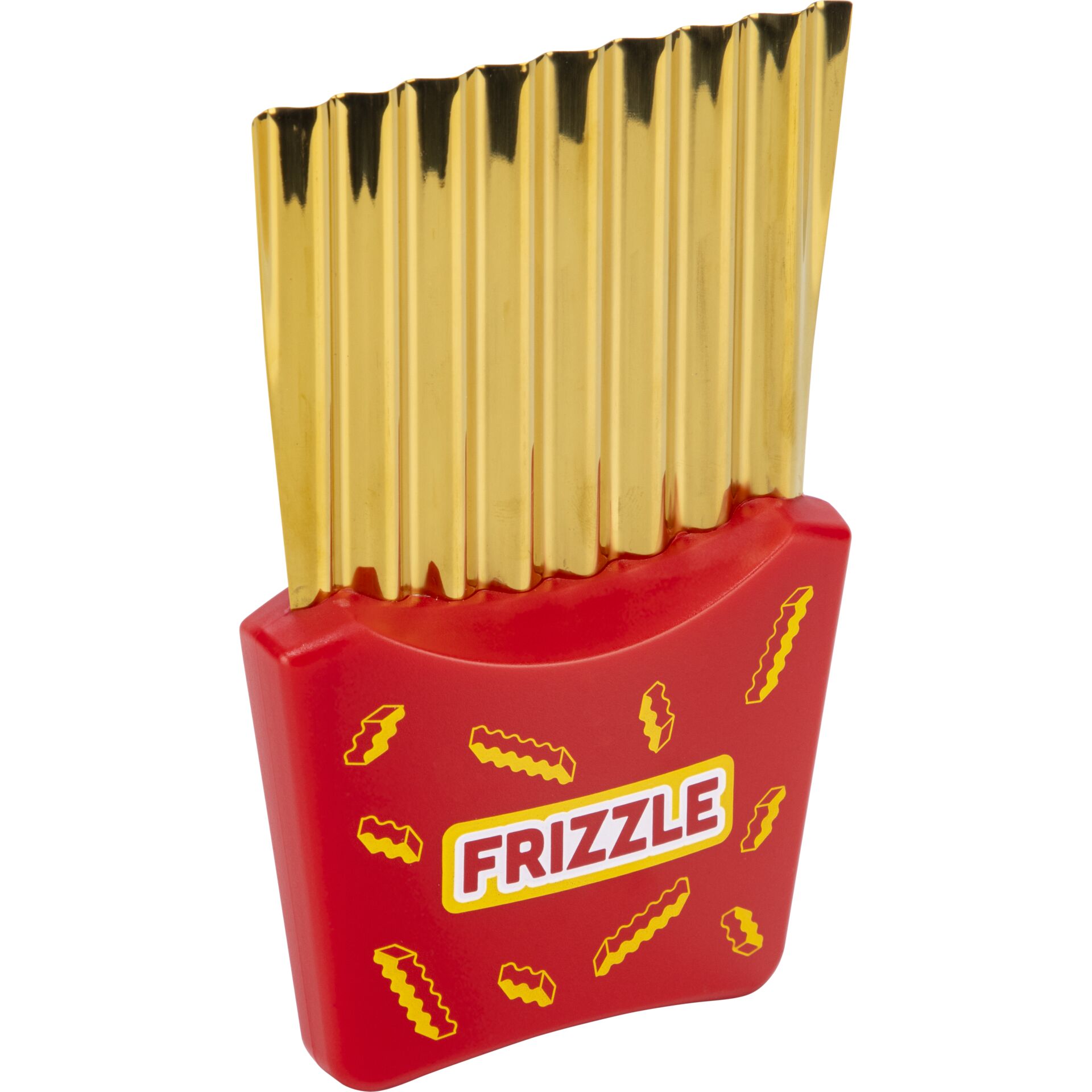Frizzle Fries, Storage Clip, Gold Foil, Red Container, Snack Accessory