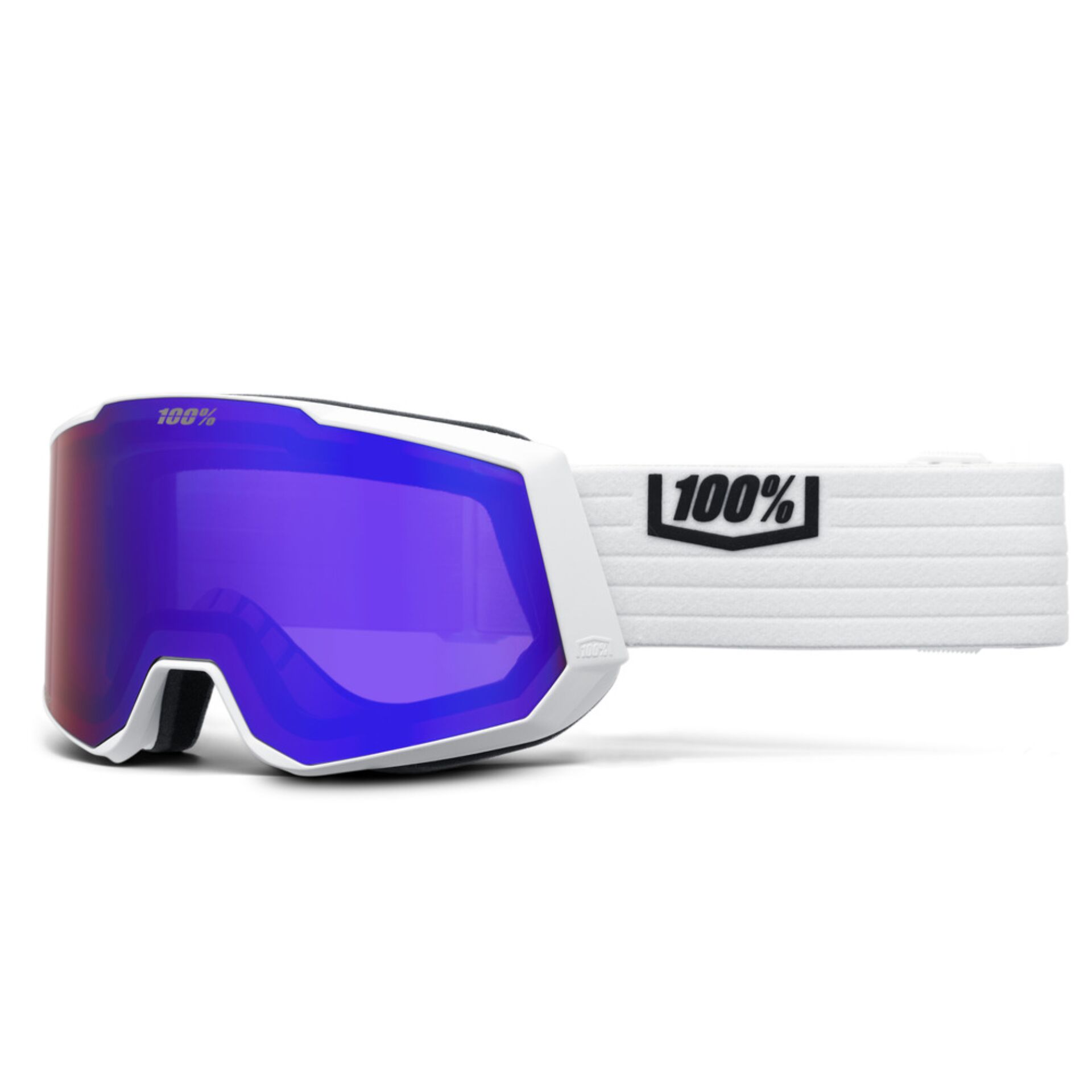 Skibrille, Schutzbrille, weiße Band, Spiegelglas, 100%