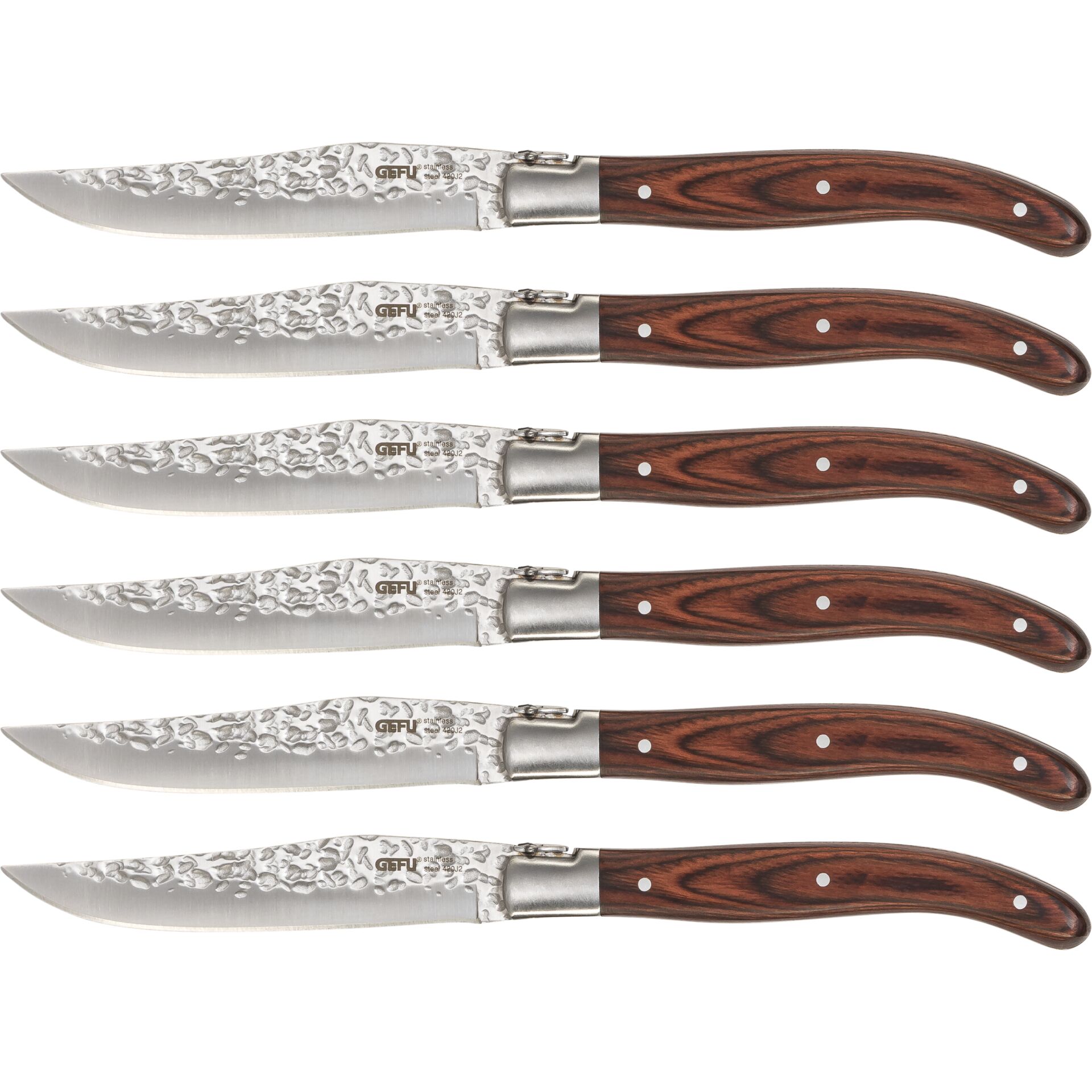 Messer Set, Taschenmesser, Damastklinge, Holzgriff, 5-teiliges Set