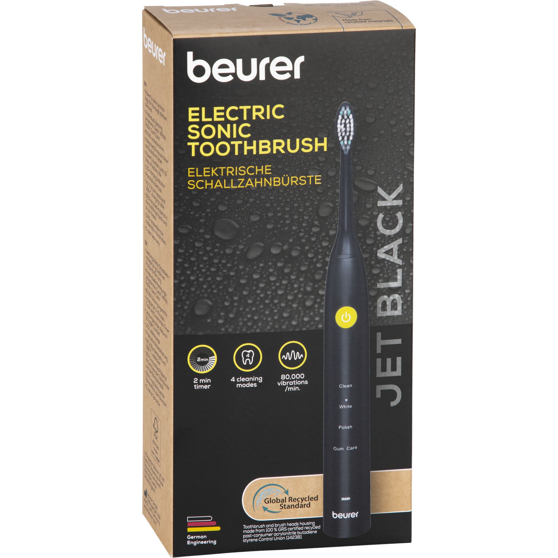 Elektrische Zahnbürste, Zahnbürste, Schwarz, Batterie betrieben, Wiederaufladbar