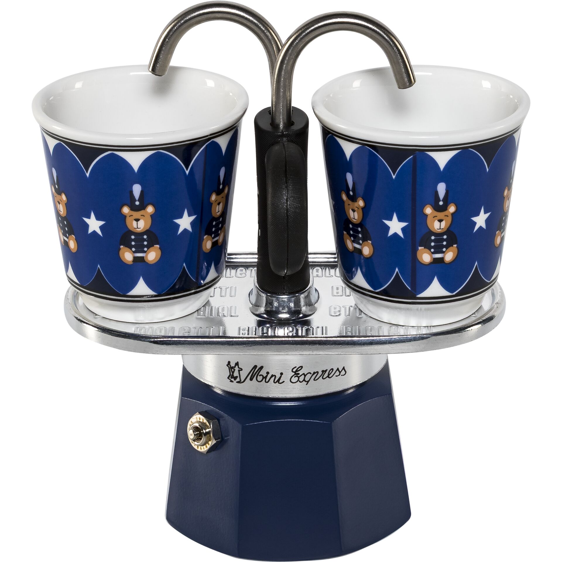 Eierbecher, Tassenhalter, Mini-Express, Flaschenhalter, Blau-weißes Muster