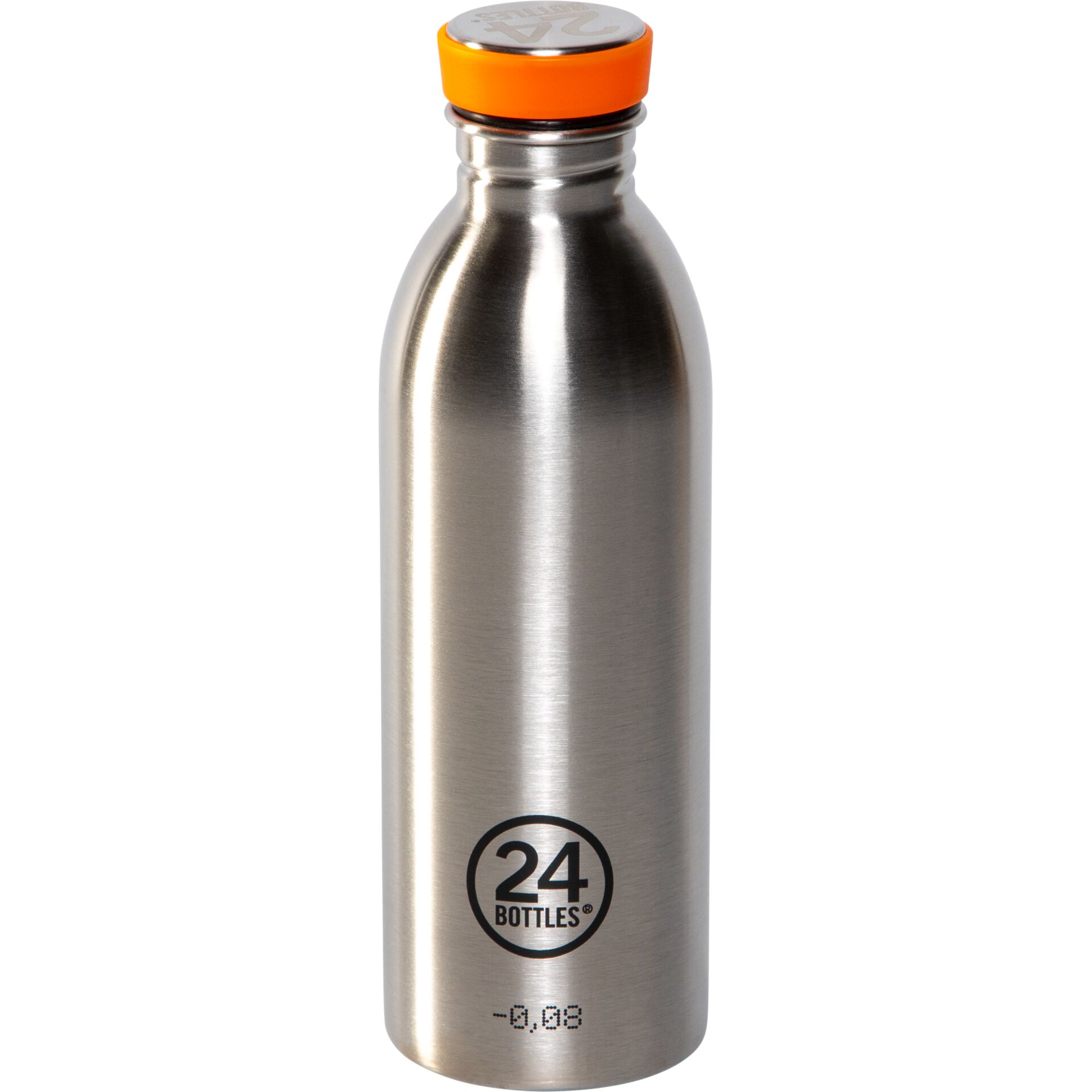 Stainless steel bottle, Water bottle, Metal bottle, Orange cap, 24 BOTTLES logo