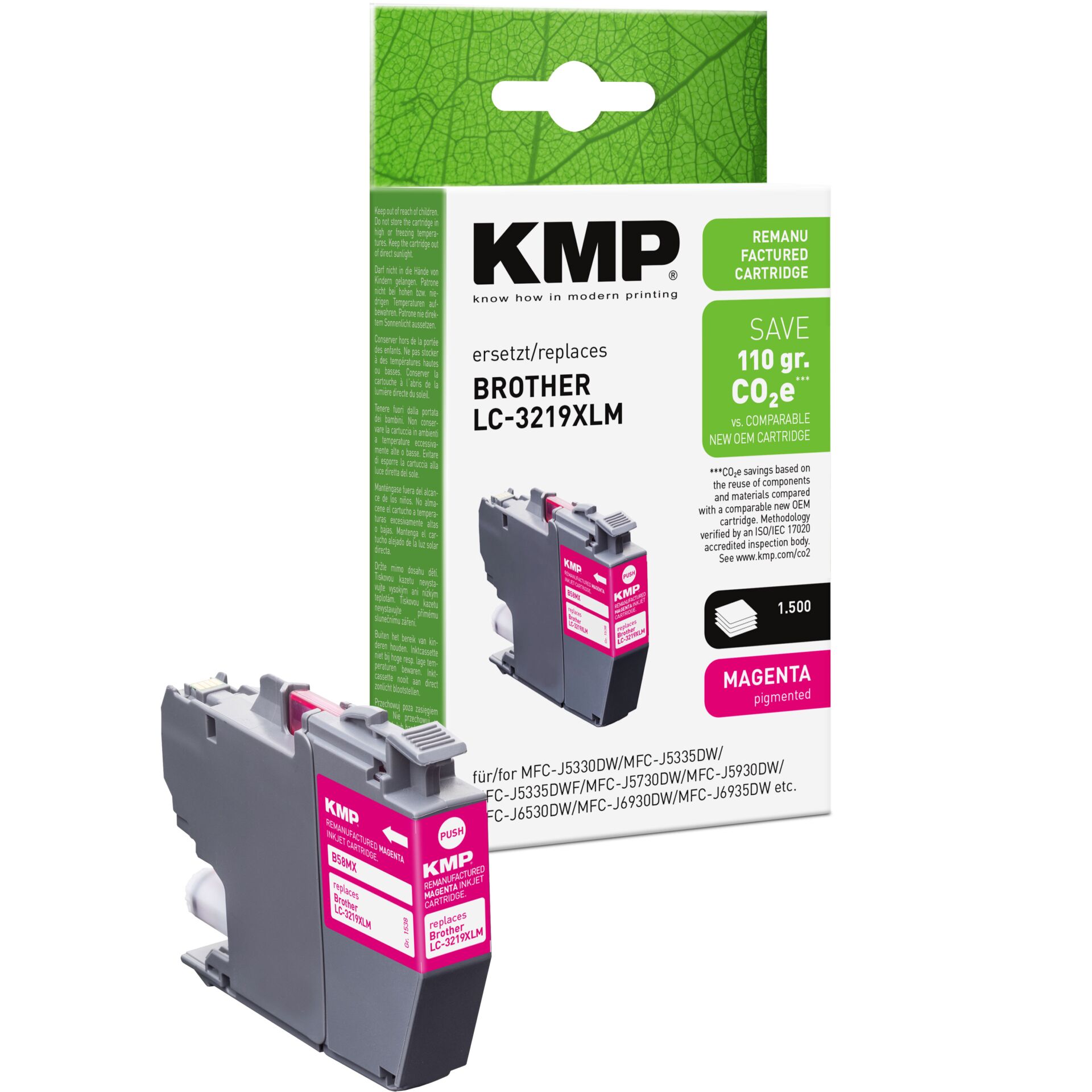 Adapter, Elektronik, Computer-Ausrüstung, Computerausrüstung, QR-Code, Tintenpatrone, Magenta, KMP, Brothe ersetzt, LC-3219XMLM