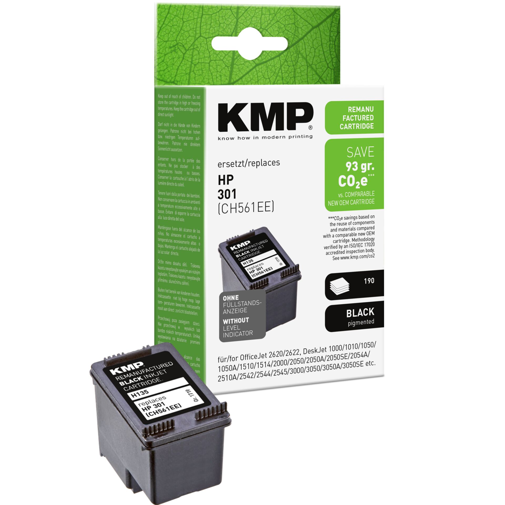 Adapter, Elektronik, Computer-Ausrüstung, Computerausrüstung, QR-Code, Tintenpatrone, Druckertinte, HP 301, KMP, Schwarz pigmentiert