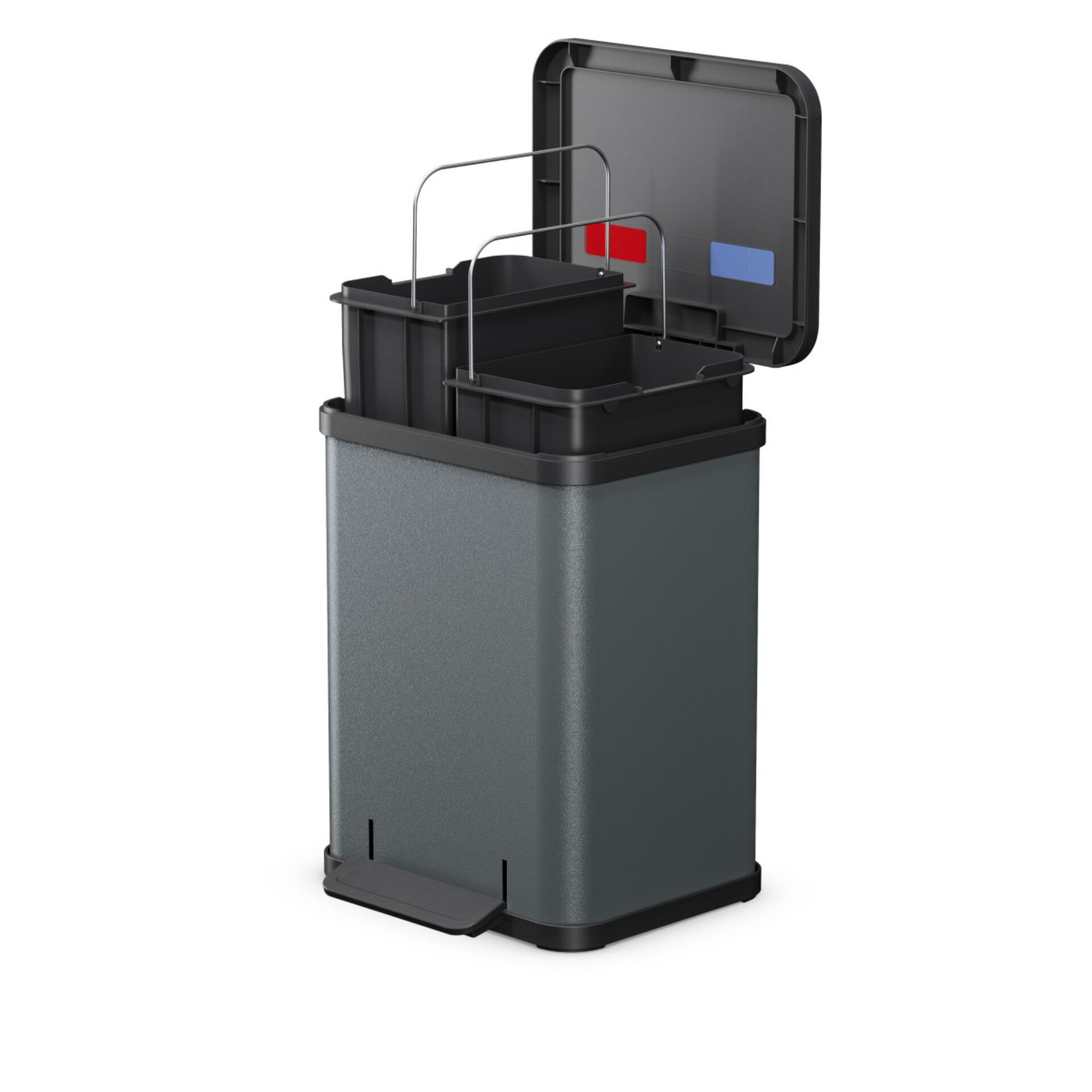 Mülleimer, Abfalleimer, Pedalabdeckung, Doppelbehälter, Standsystem