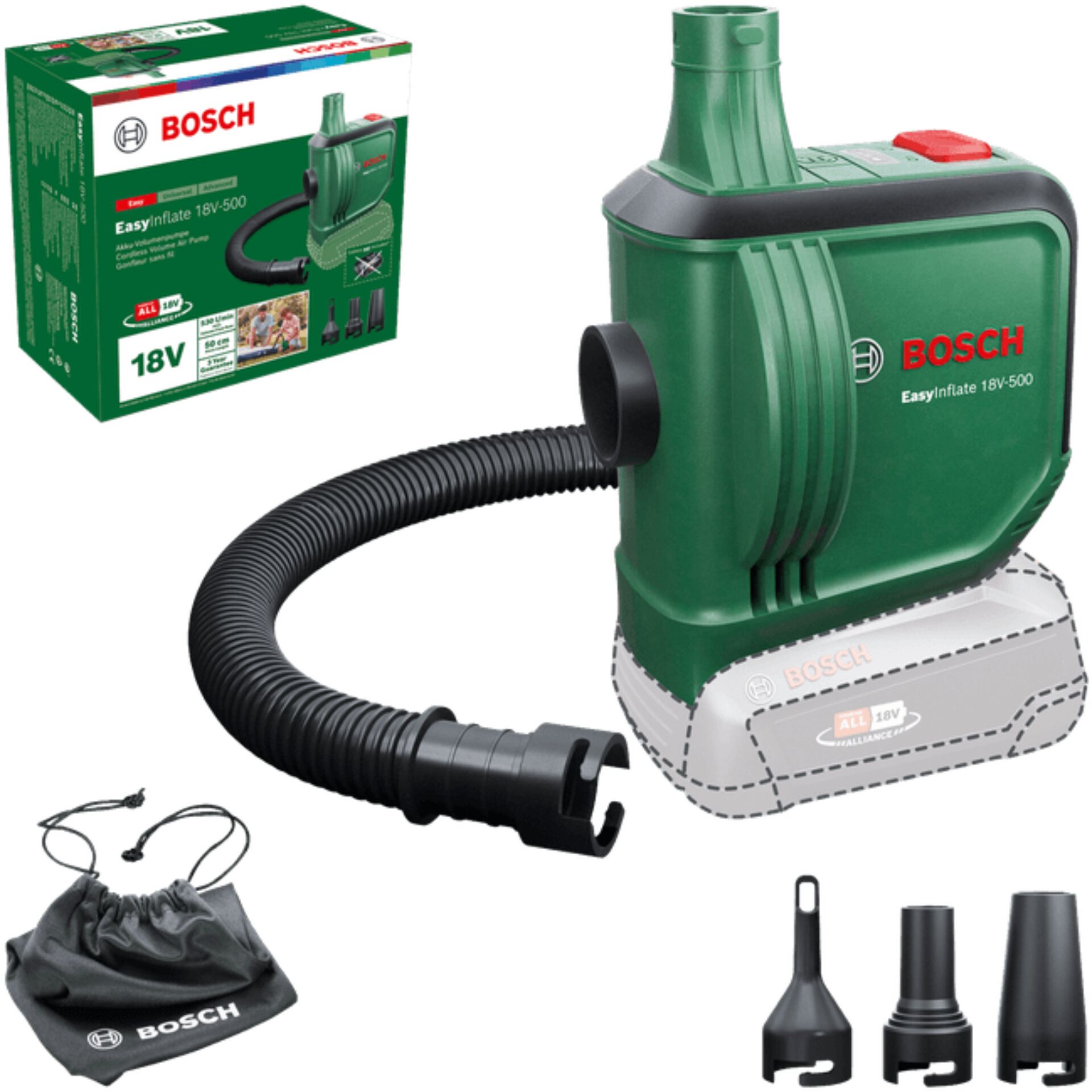 Akkupumpe, Luftpumpe, 18V, Bosch, Zubehörset