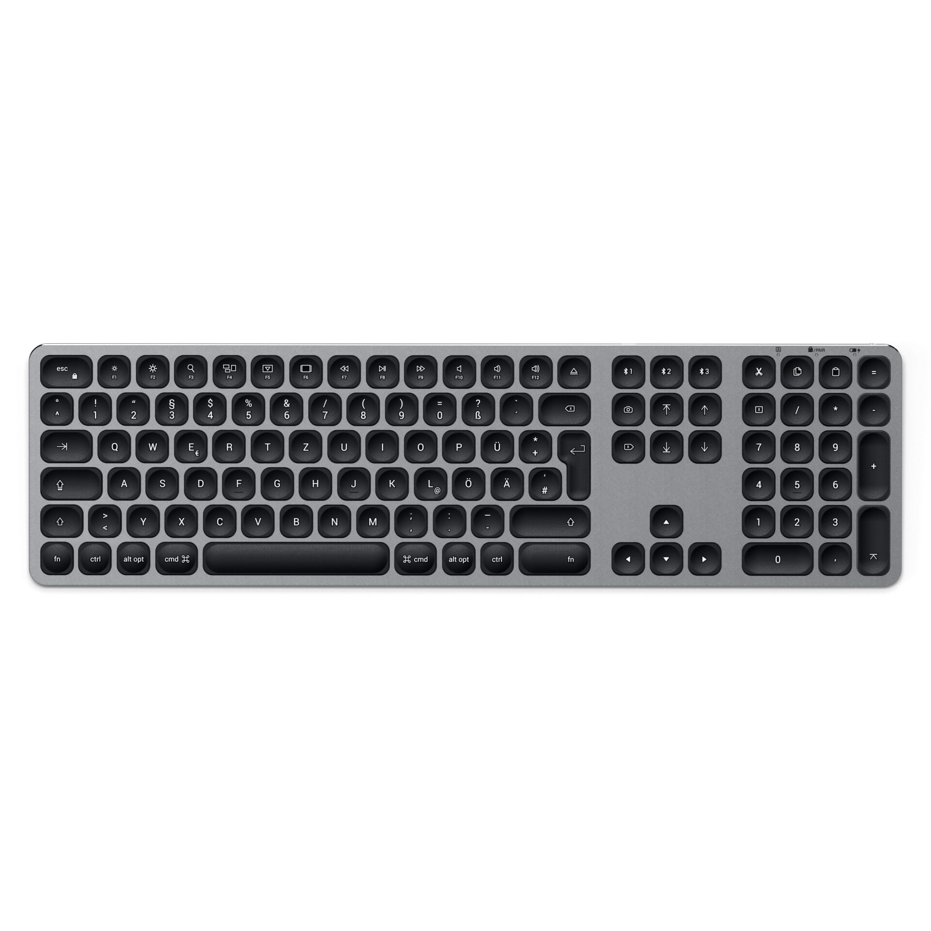 Kabellose Tastatur, QWERTZ-Tastatur, Blau-grau, Tastatur mit Ziffernblock, Numerische Tastatur