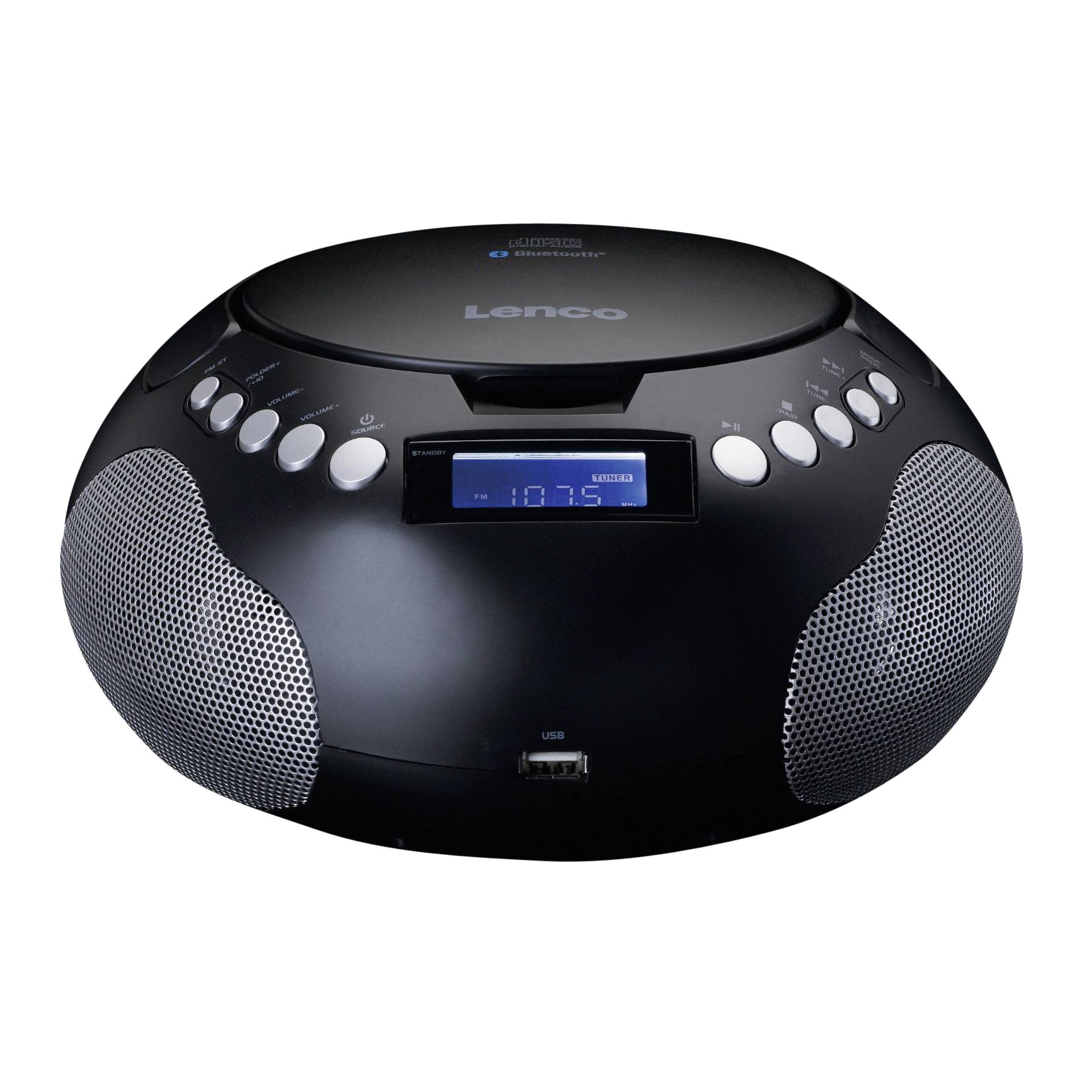 Boombox, CD-Spieler, FM-Radio, USB-Anschluss, Bluetooth?