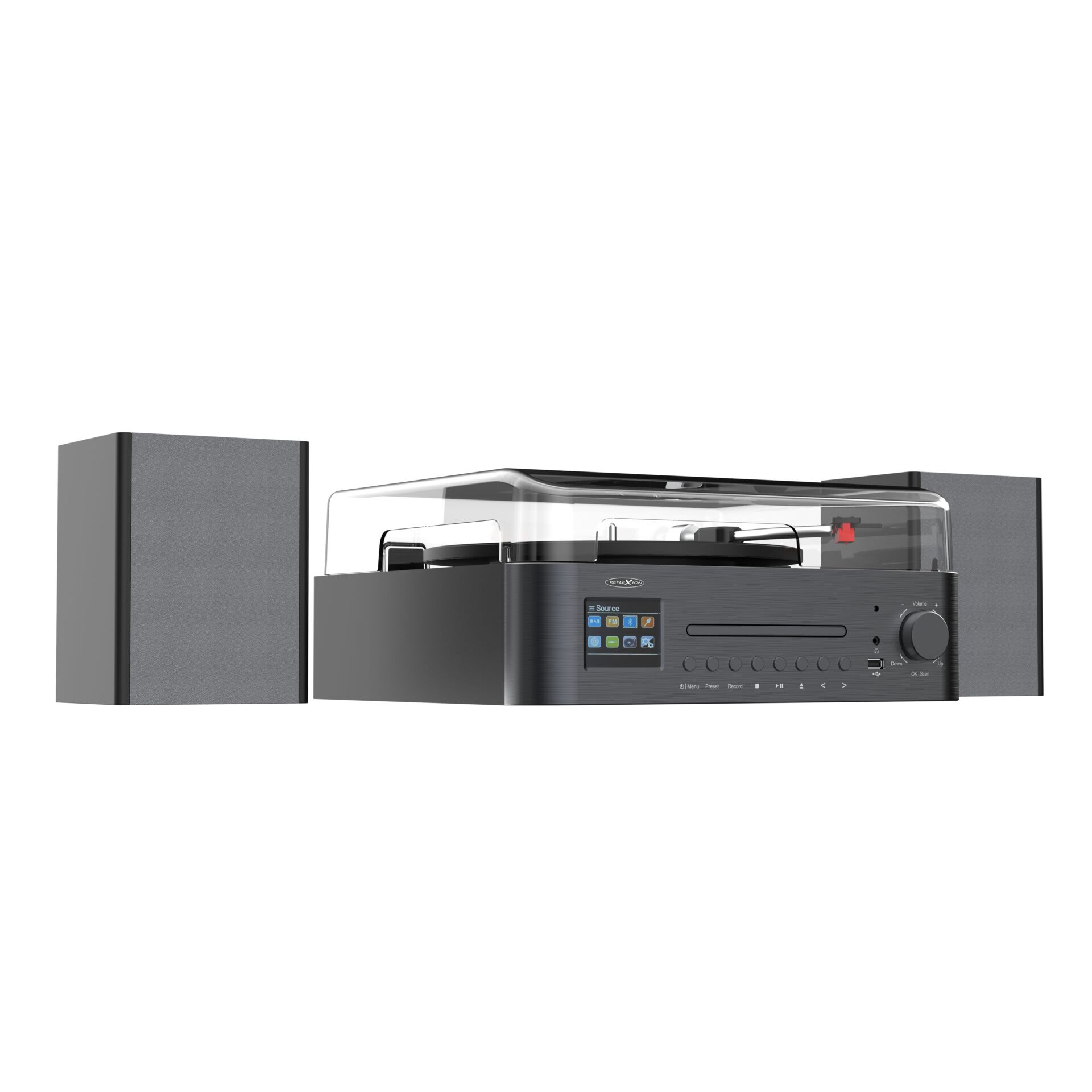 Hifi-Anlage, Stereo-System, Plattenspieler, Platten-Spieler-Komplettsystem, Lautsprecher-Kombo