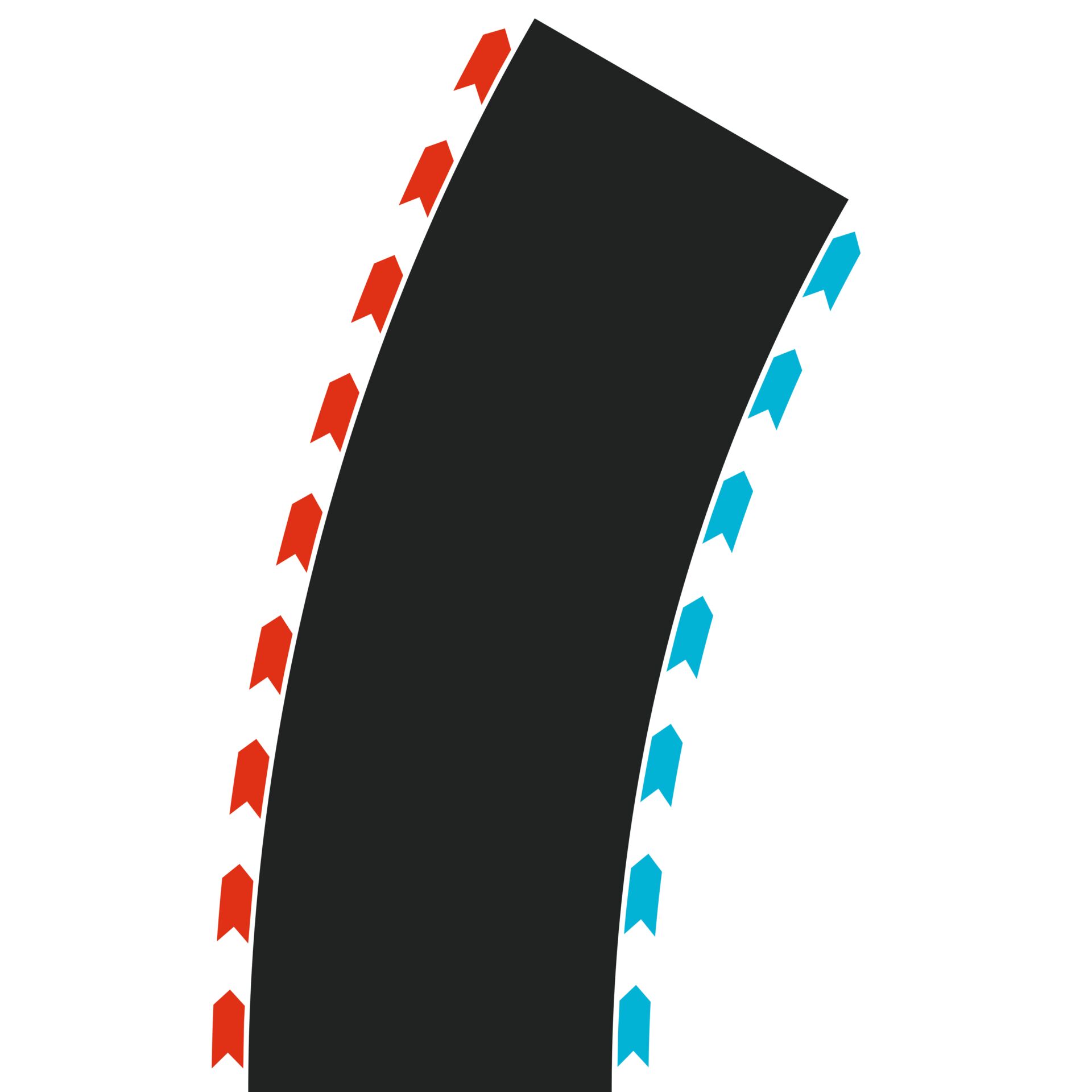 großes schwarzes panel, diagonale form, rote akzente, blaue akzente, polygonale kanten