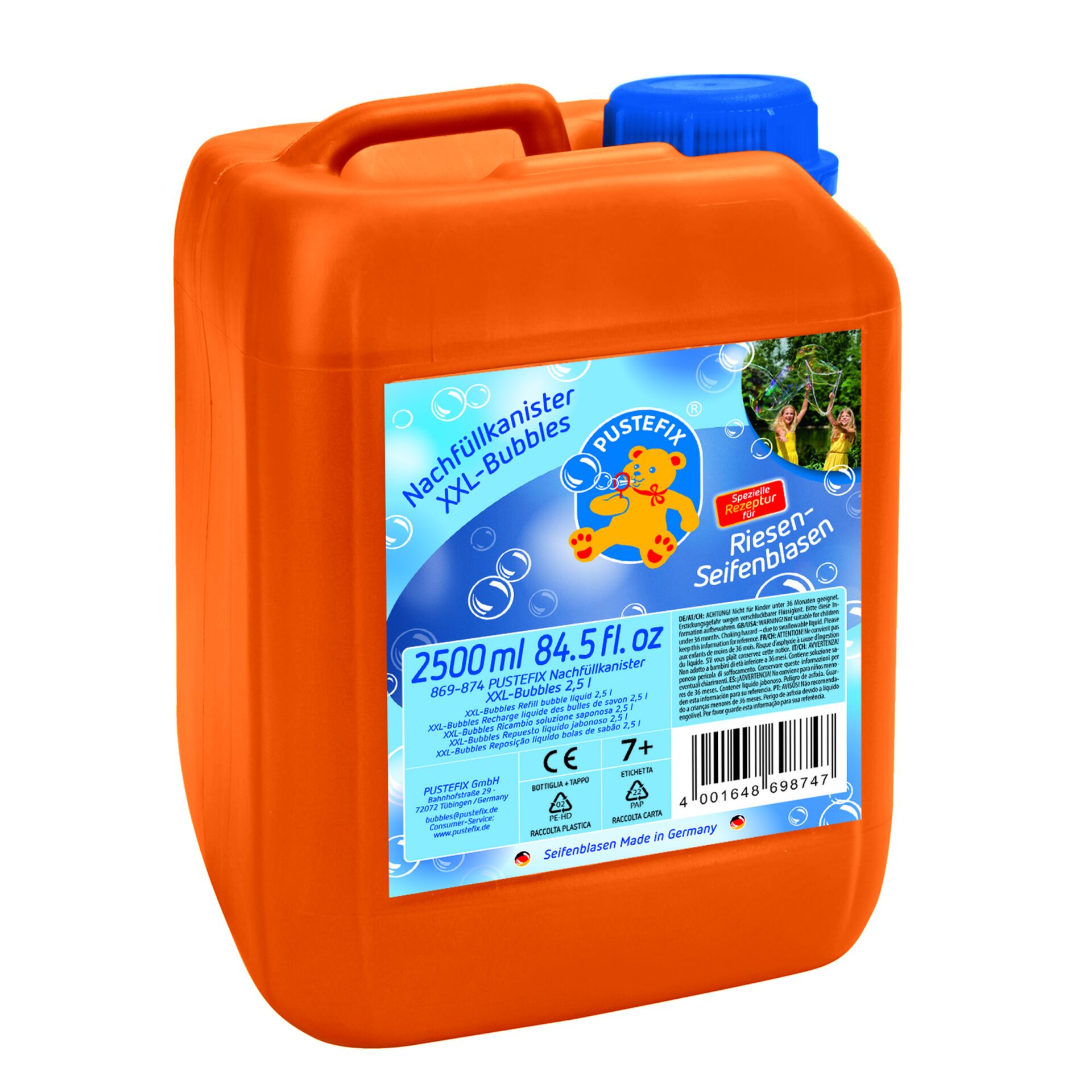 Nachfüllkanister, XXL-Bubbles, Seifenblasenflüssigkeit, Seifenblasen-Spielzeug, 2500 ml