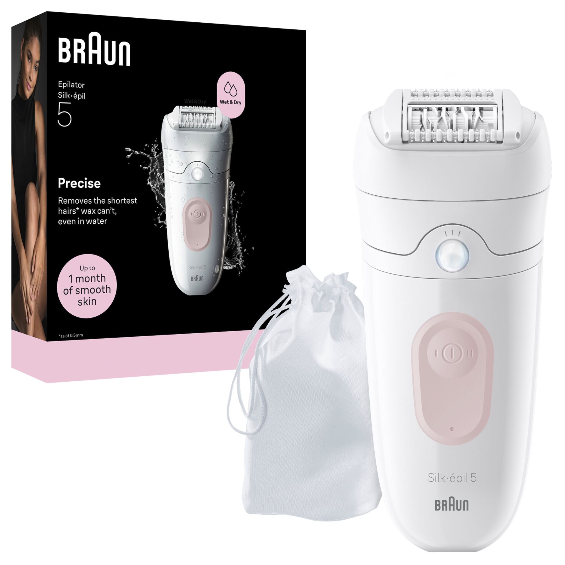epilator, Silk-épil, nass- und trocken, rotierender Rasierer, rosa Akzente
