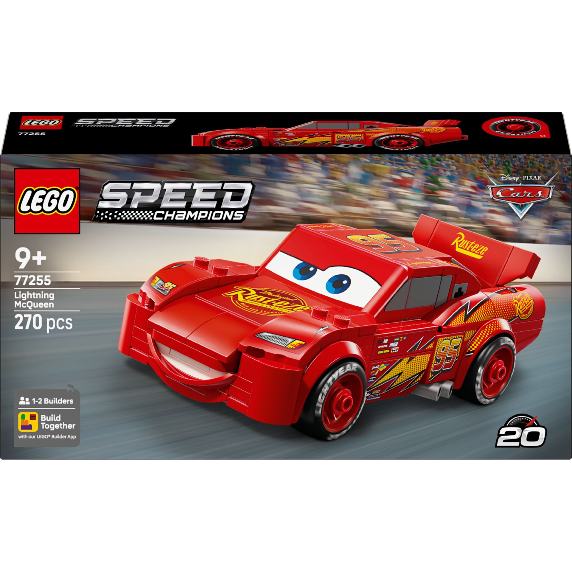 Speed Champions, Lego, Lightning McQueen, Red car, 270 pcs