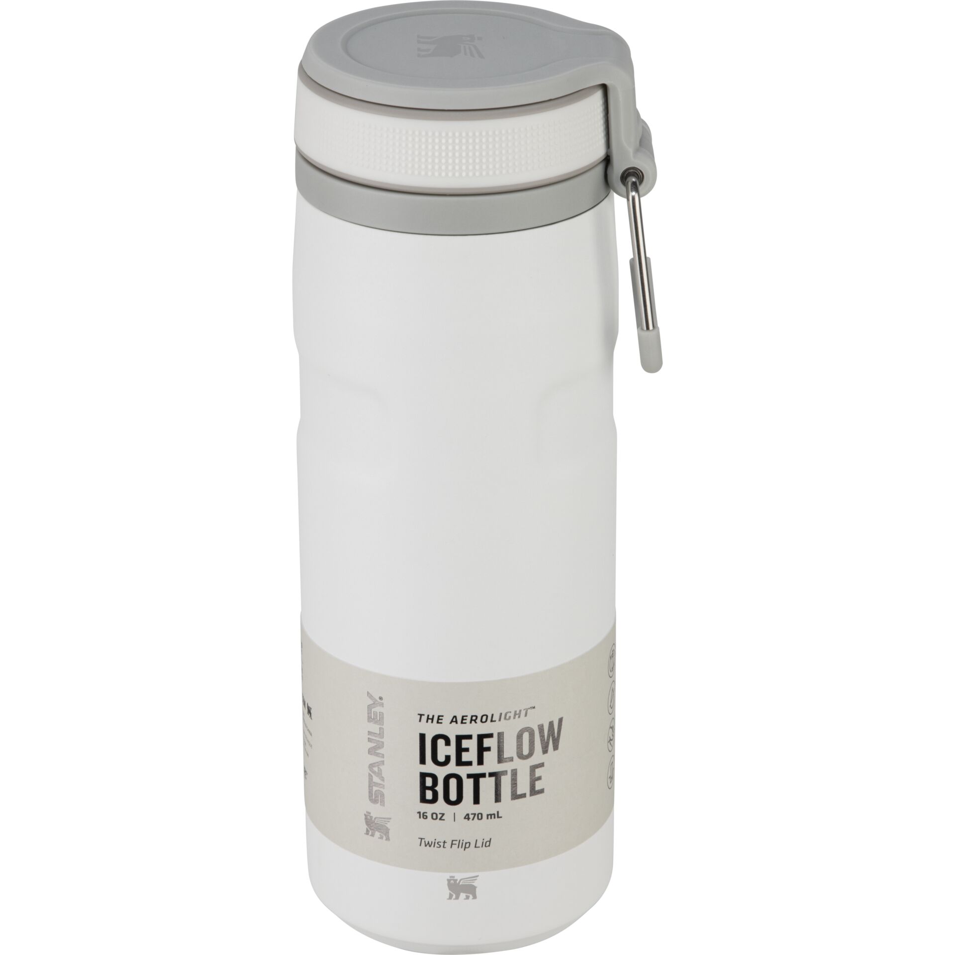 Isolationsflasche, Wasserflasche, IceFlow Flasche, Drehdeckel, graue Deckel