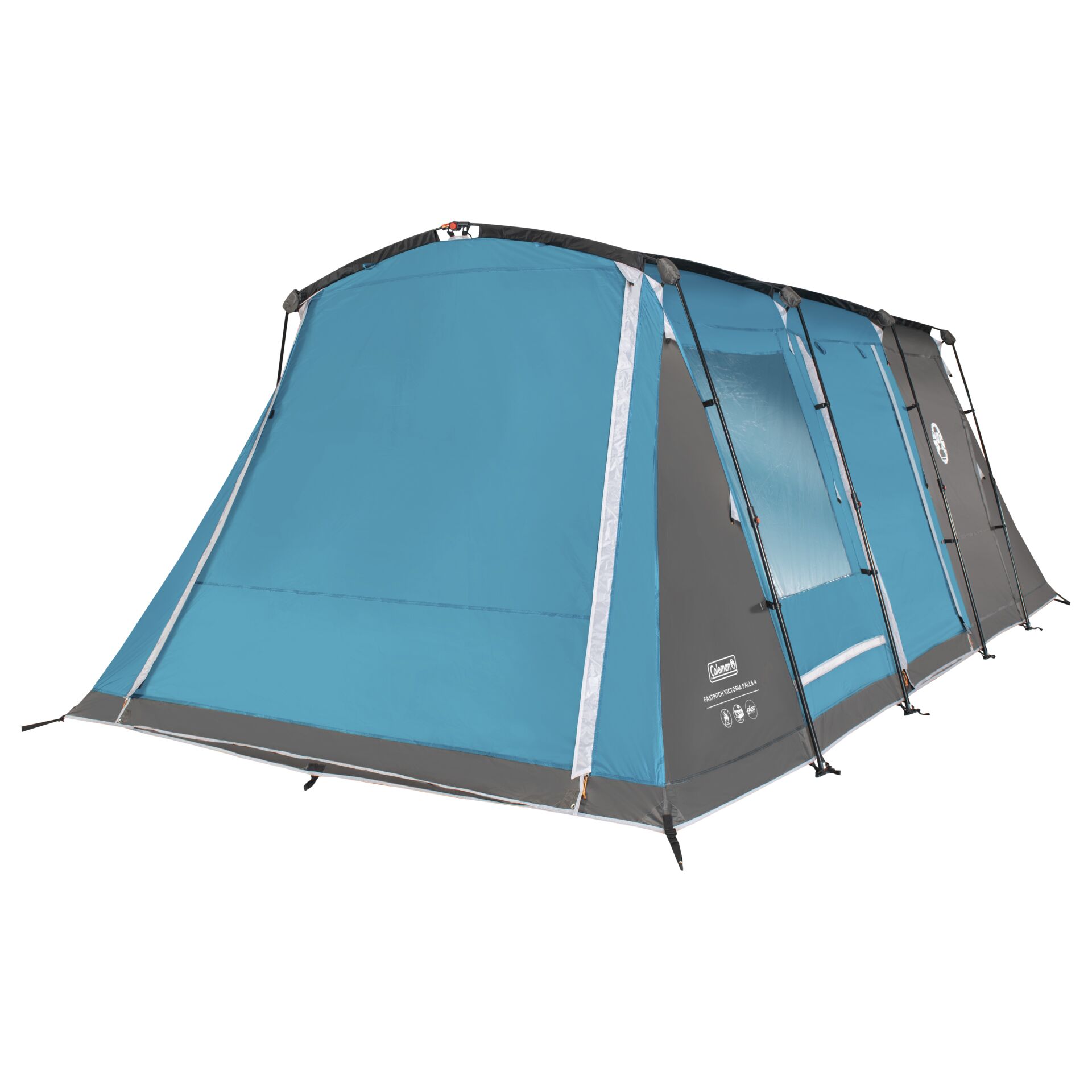 Zelt, Campingzelt, Familienzelt, Türkis, Gestelltes Dachzelt