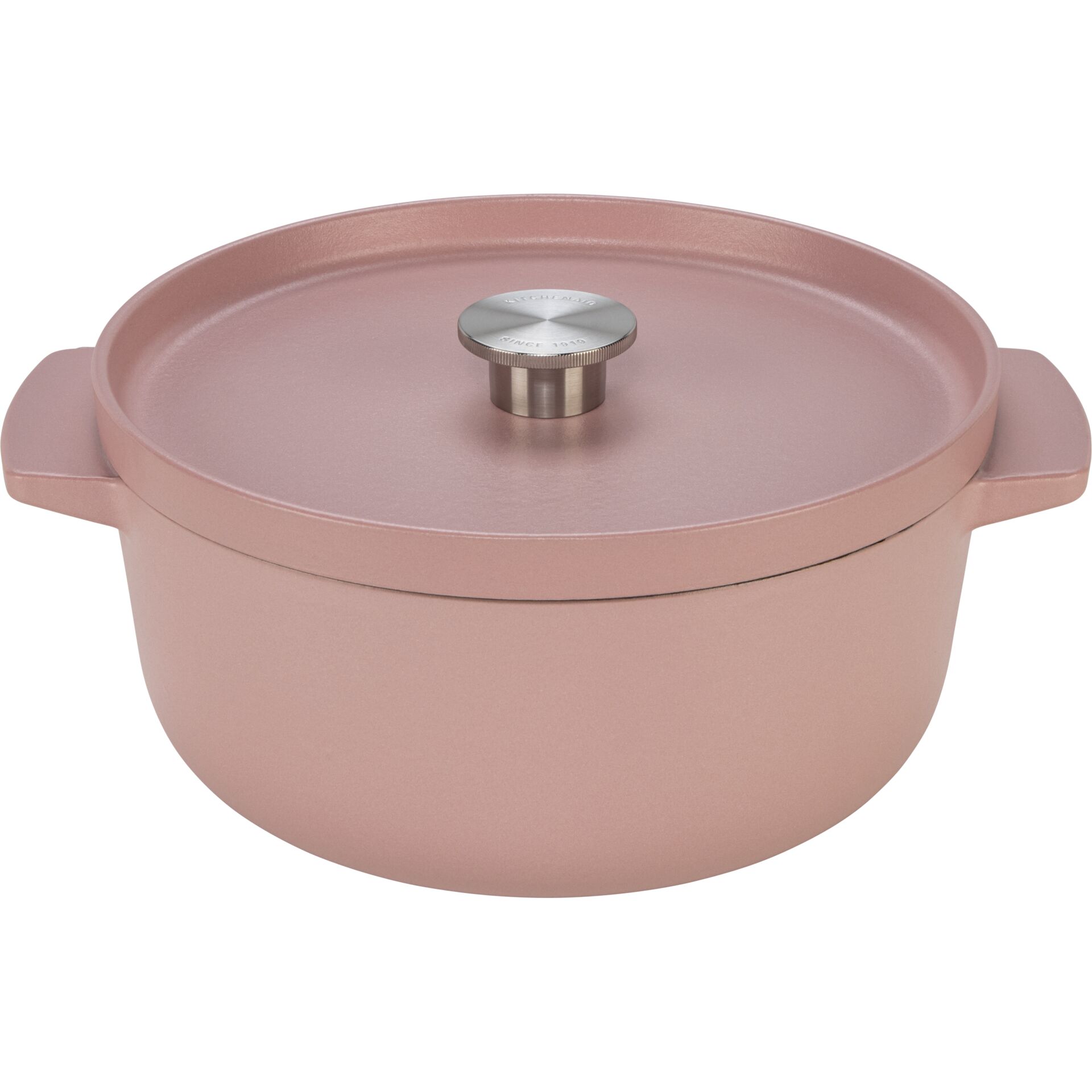 Kochtopf, emaillierter Topf, rosa, Deckel mit Griff, induktion geeignet