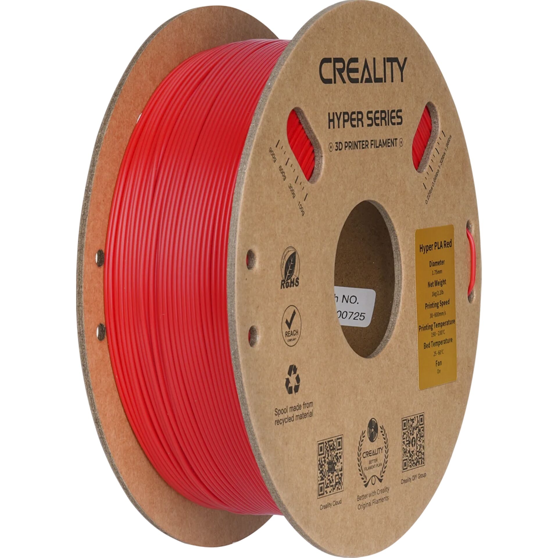3D-Druckerfilament, PLA Rot, rotes Filament, Spule, Hyper-Serie